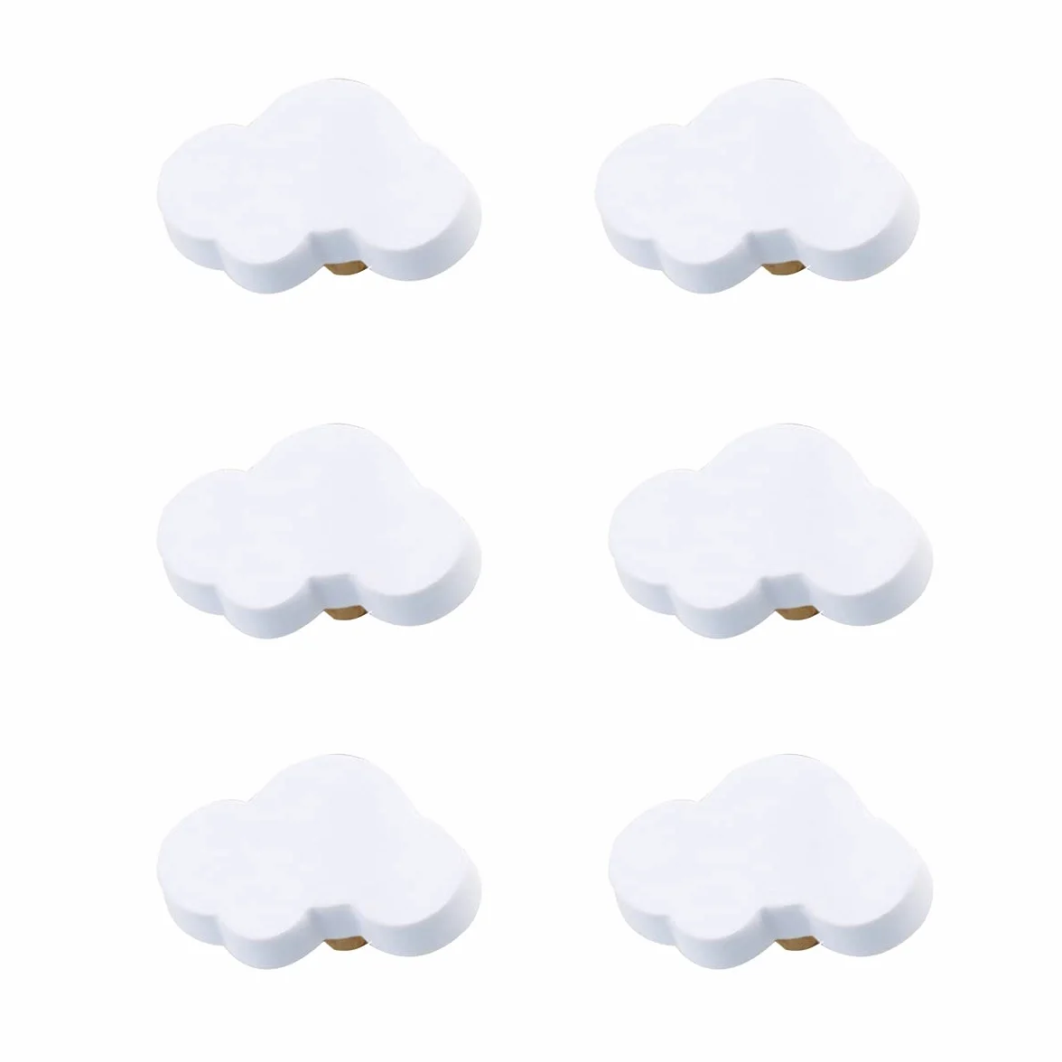 Lot de 6 Boutons de Tiroir en Caoutchouc Souple Forme Dessin Animé Nuage