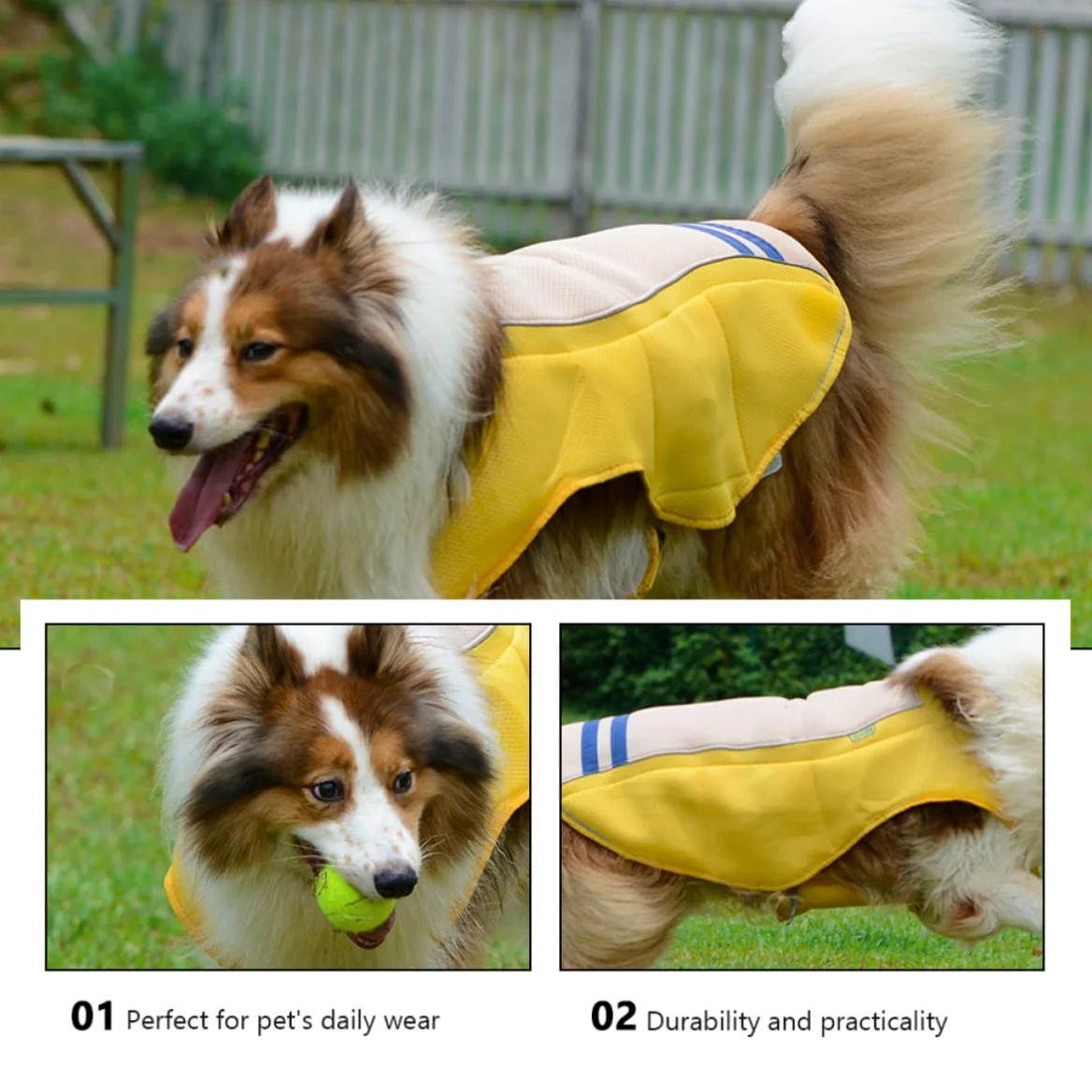 Gilet D'été Jaune en Polyester pour Chien Rafraîchissant Veste Respirante et Anti-Coup de Chaleur, Sorties Quotidiennes et Fêtes Weekend