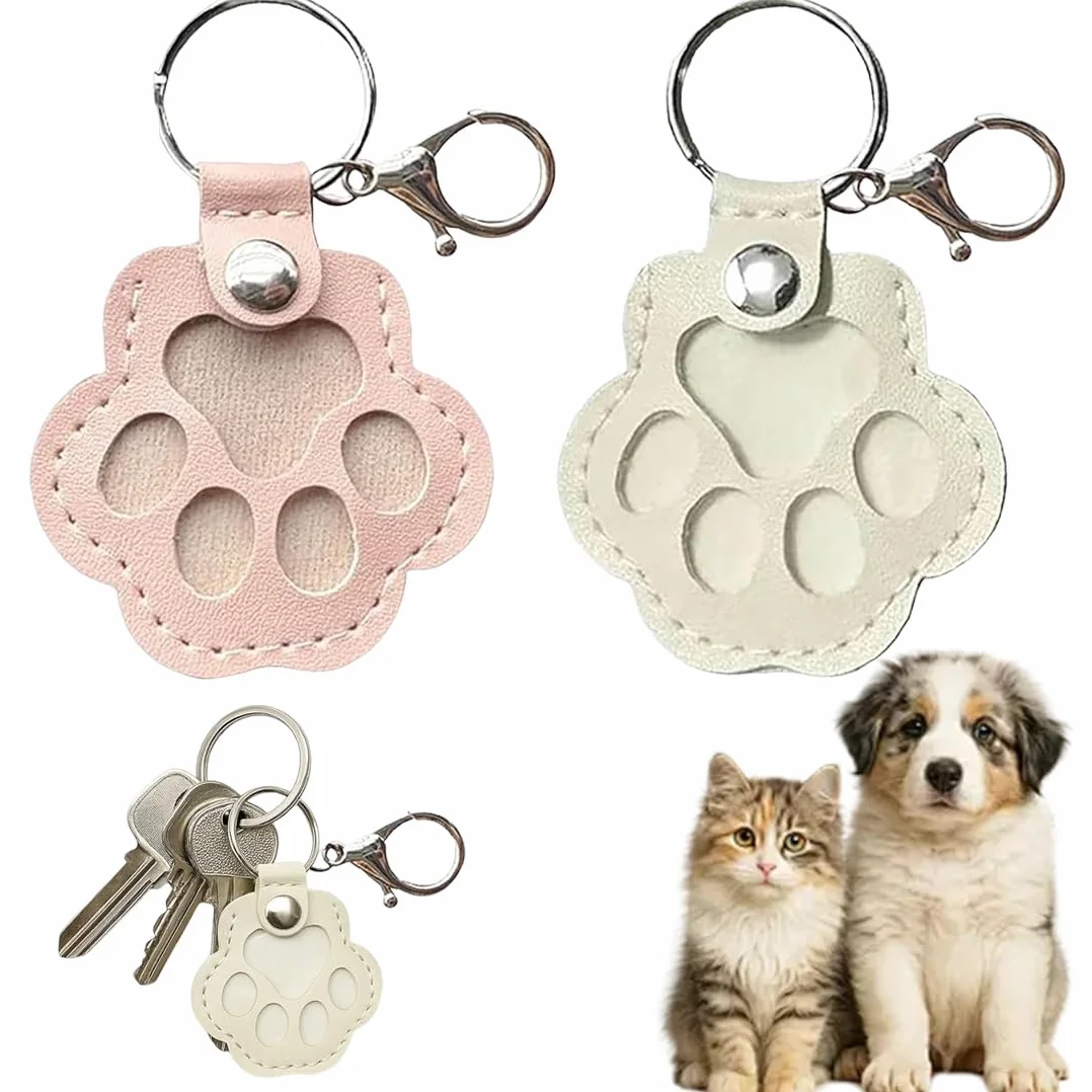 Porte-Clés Patte Personnalisable Souvenir Chien Décédé 2 Pièces Rose Blanc