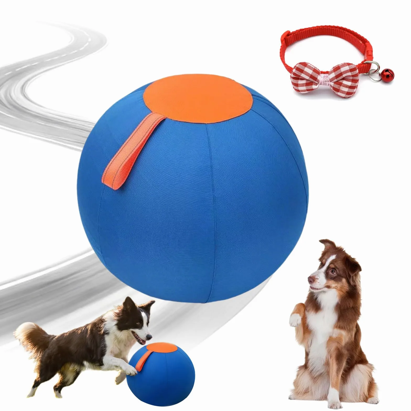 Ballon Chien Interactif Ultra-Résistant - Ballon Increvable pour Chien Actif, Jouet Indestructible Grande Taille pour Extérieur, Stimule l'Instinct de Poursuite (A, 55cm)