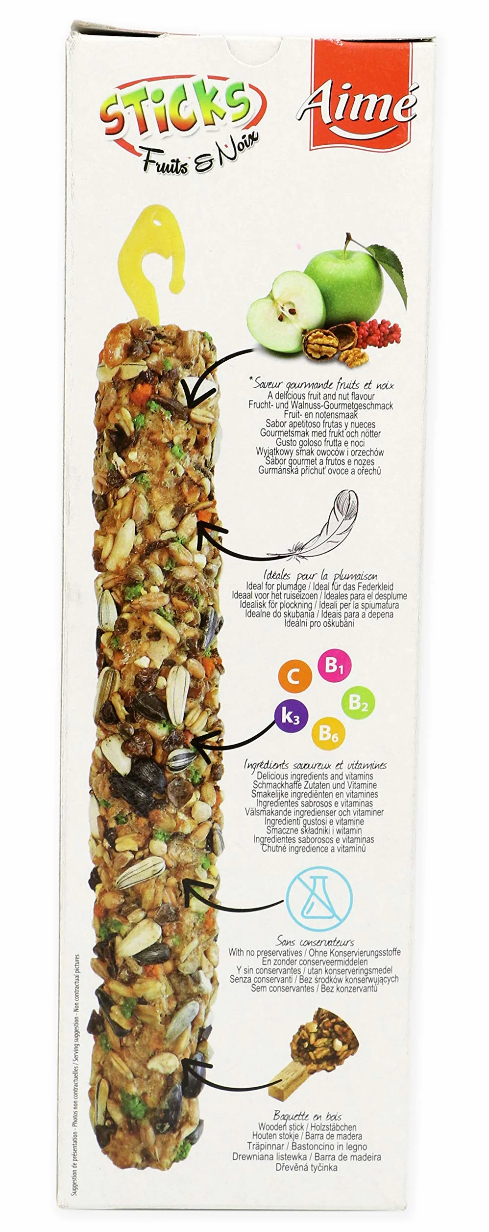 Aime Baguettes aux Fruits/Noix pour Perroquets XXL
