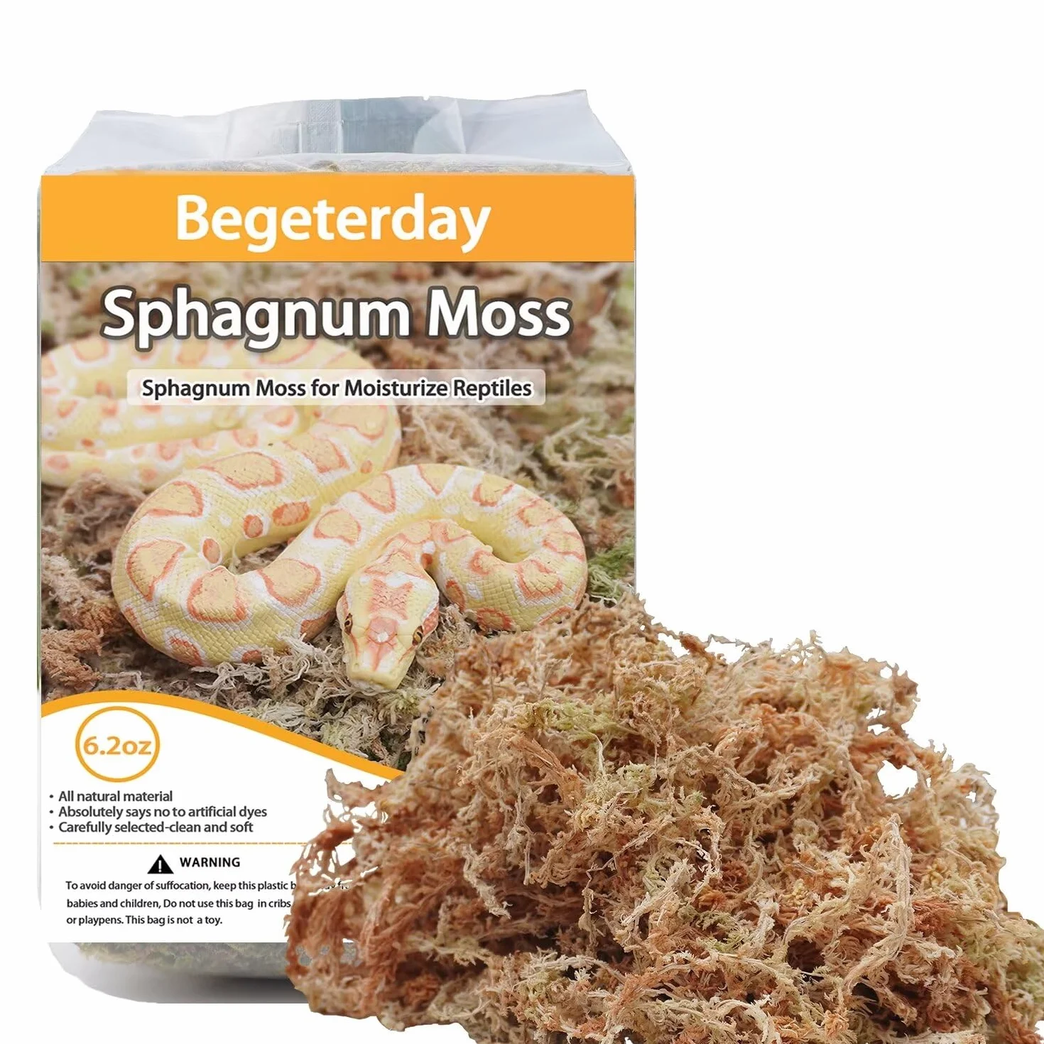 175g Mousse de sphaigne Naturelle pour Reptiles, Milieu idéal de rétention d'humidité pour Serpents, Tortues et Autres Reptiles, Bon pour Les terrariums de Reptiles & Amphibiens