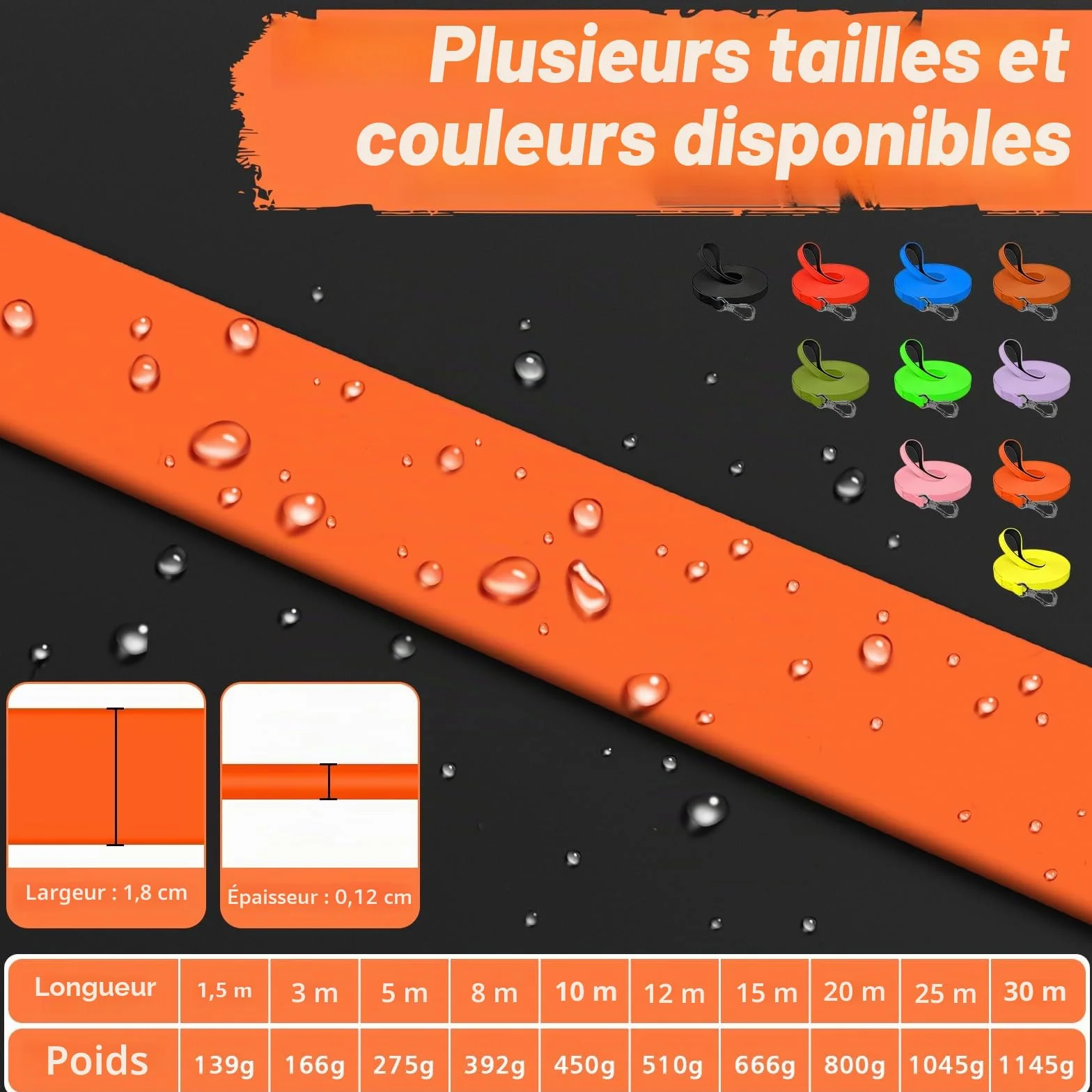 Laisse pour Chien XBEN, Longe de Dressage étanche 3-30M, Mousqueton Verrouillable, Orange