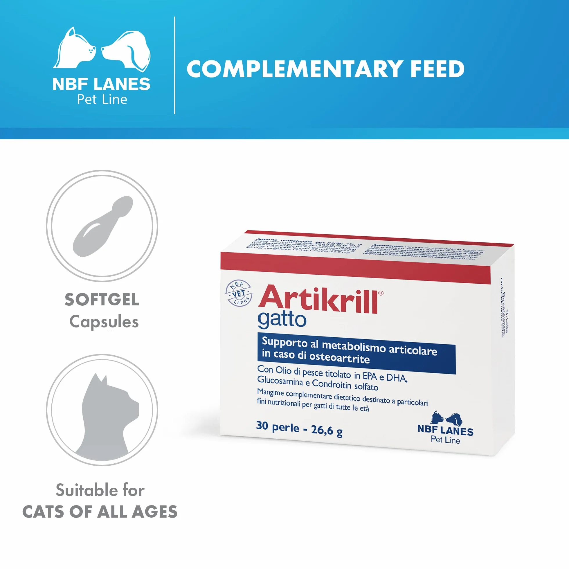 Artikrill Gatto 30 perles pour chat inflammation articulaire