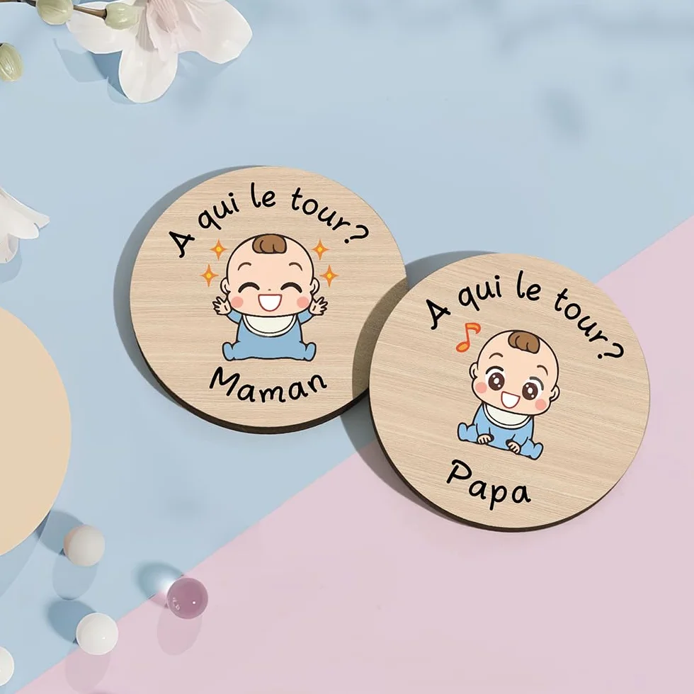 Cadeau Naissance en Bois pour Nouveaux Parents Fille Garcon