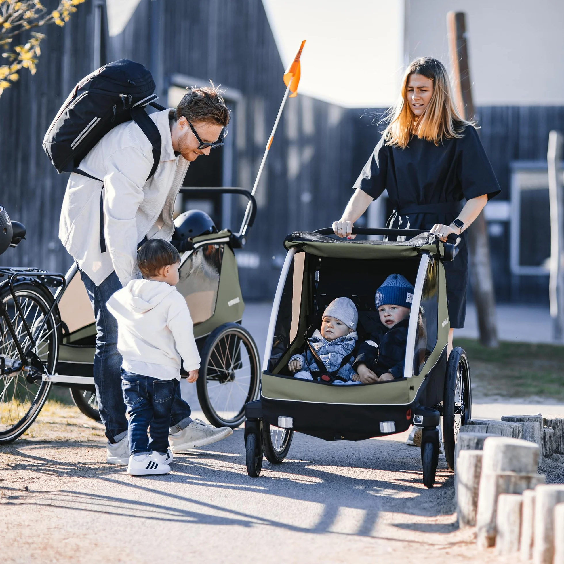 Thule Courier Remorque De Vélo Enfants Chiens Cargo Vintage Green