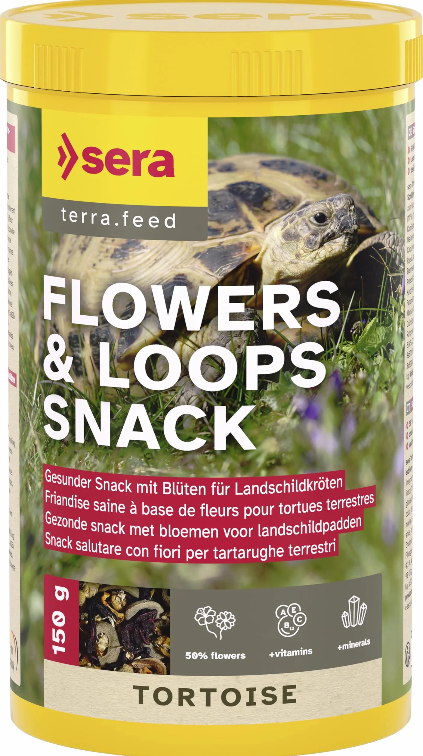 Nourriture pour Tortues terrestres Sera Tortoise Flowers & Loops Snack 1 000 ML 150 g 28% Herbes