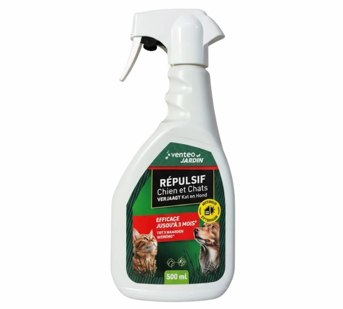 Venteo Spray Repulsif Chat Exterieur Interieur 500 ML Protection Jardins Contre Marquage