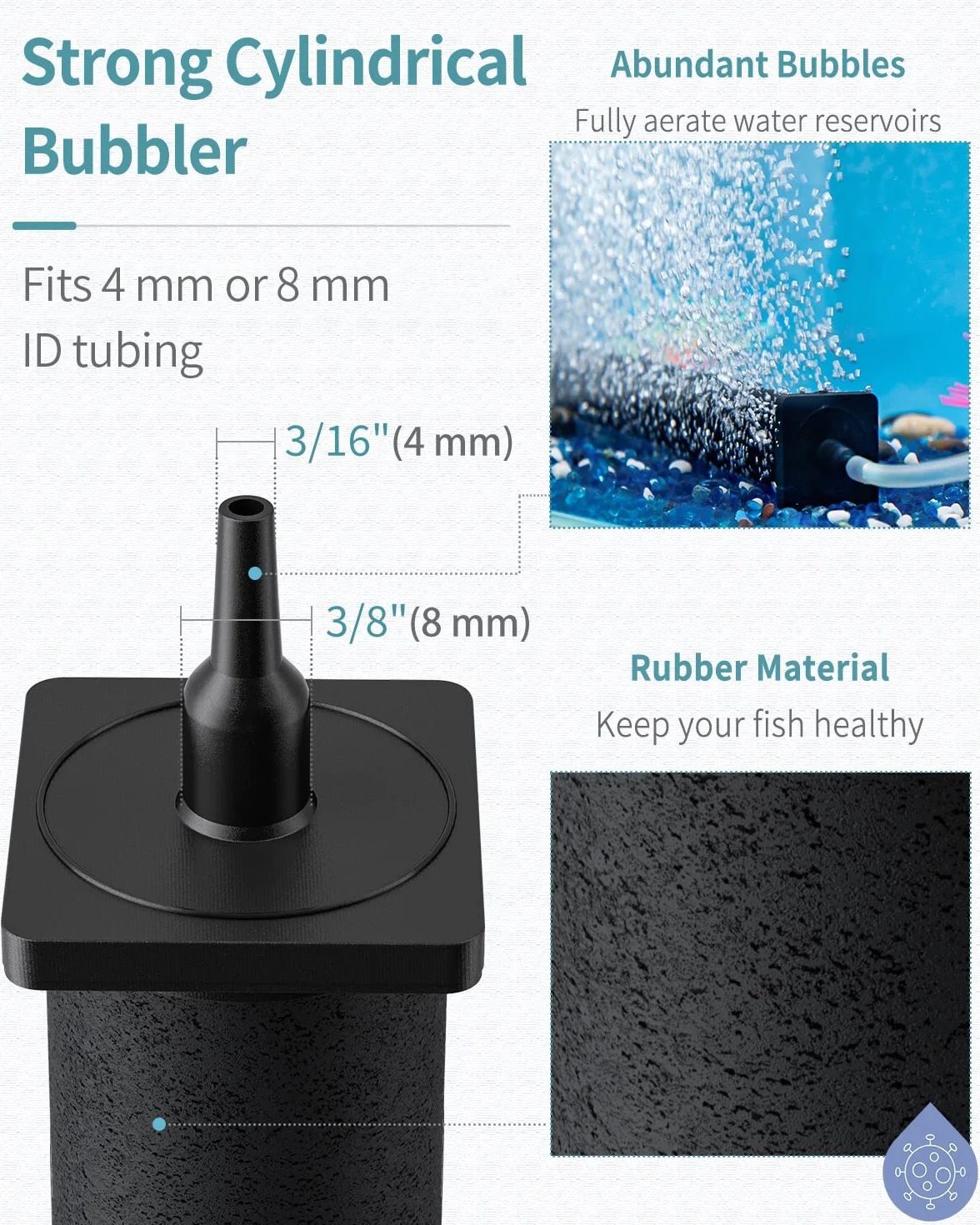 Pawfly 40 cm Cylindre de Pierre à Air pour Diffuseur de Bulles Grand Aquarium Étang Extérieur Jardin Systèmes de Circulation DWC Réservoirs, Pack de 2