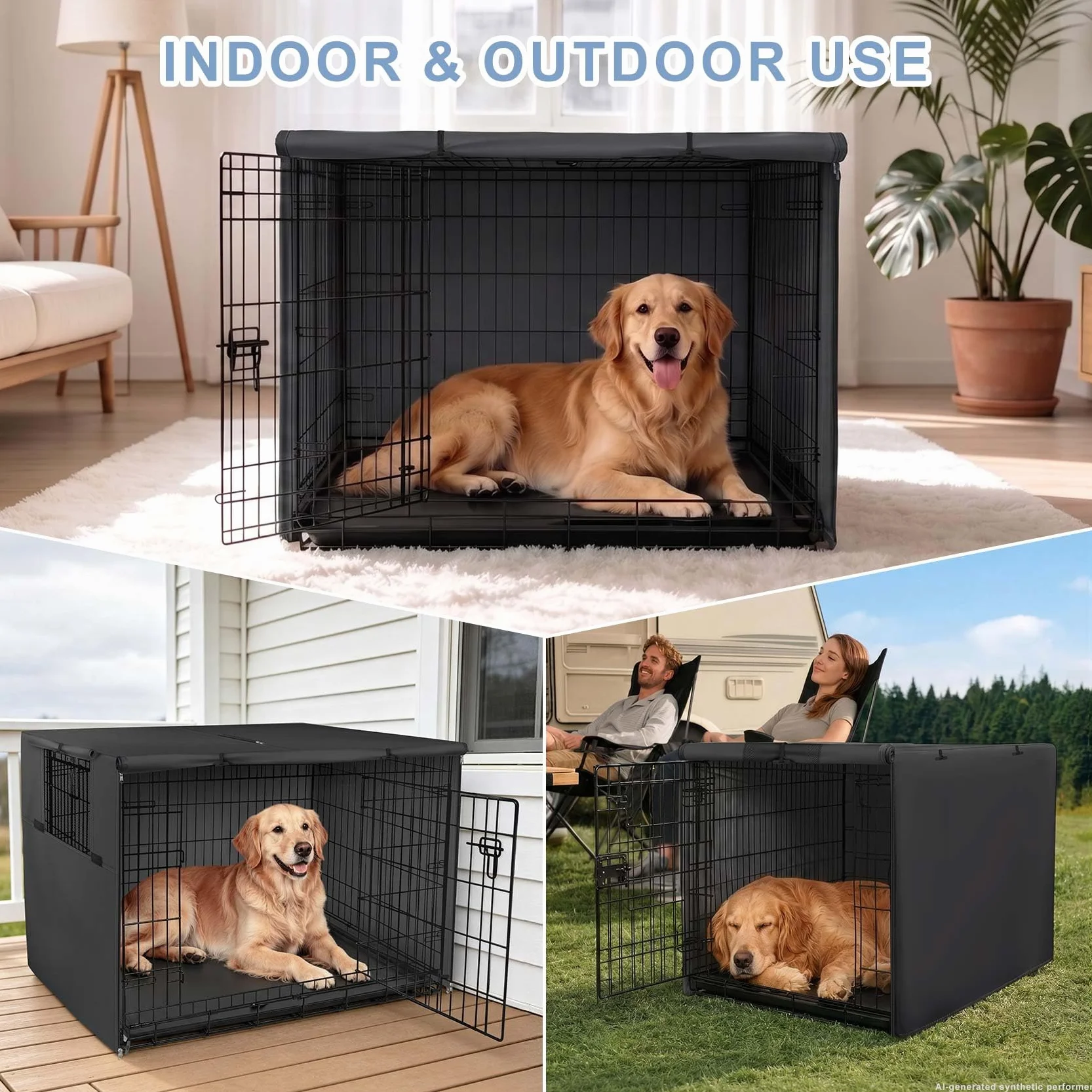 Explore Land Housse de Cage pour Chien Polyester Universelle 61-121,9 cm Noir