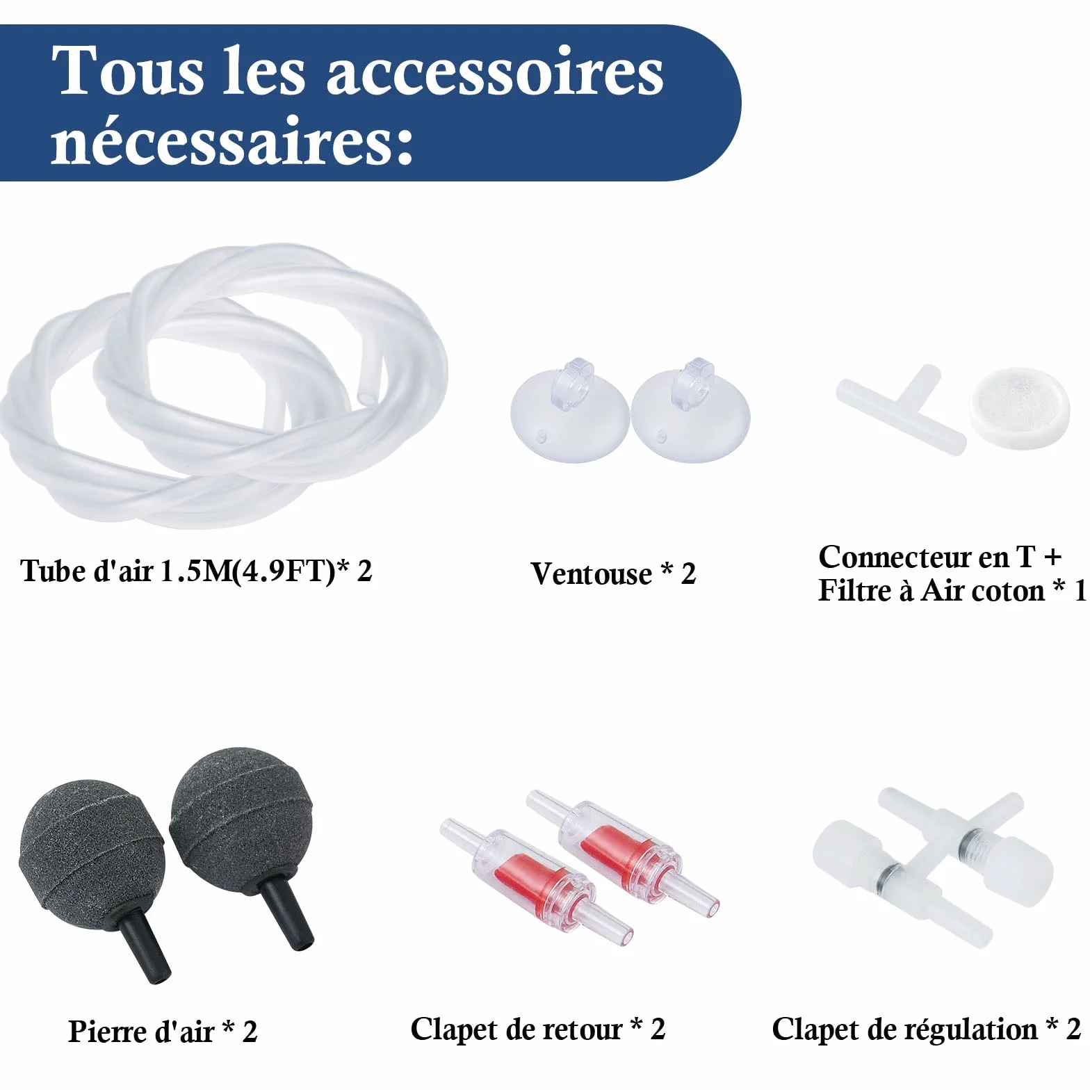 Pompe à Air pour Aquarium 300L/H Bulleur Silencieux Réglable 1–450L