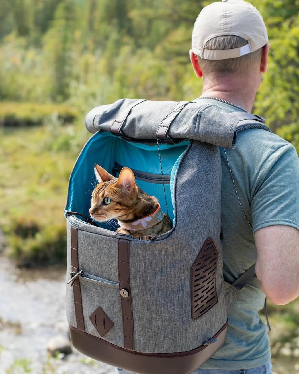Kurgo Sac à Dos de Transport pour Petits Animaux, Gris Chiné | Mains libres, fond armorsole, convertible en sac de transport, robuste