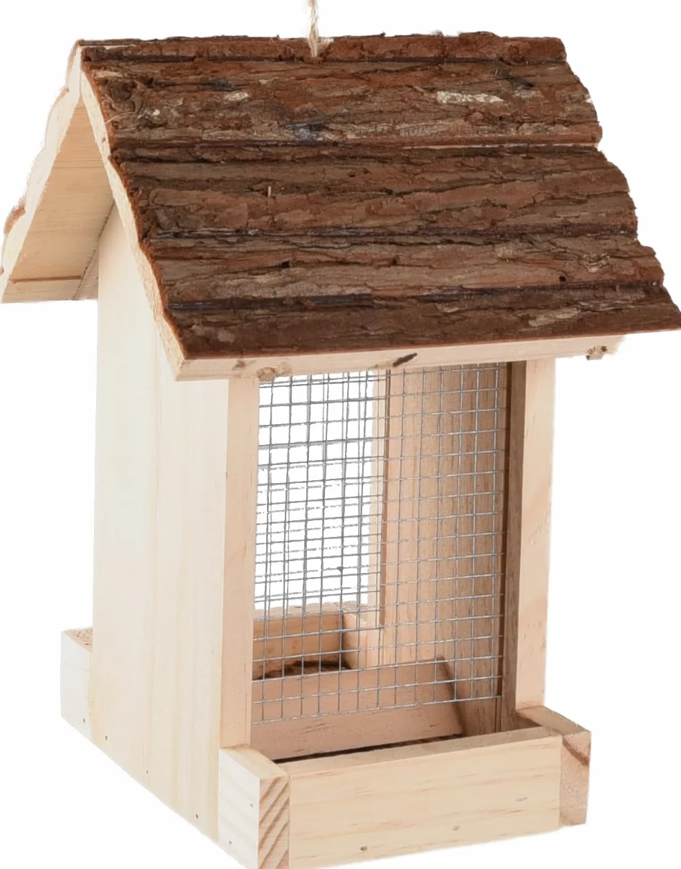 Mangeoire Oiseaux extérieur Friso Naturel 23,5 cm Bois de pin Couvercle Amovible Flamingo
