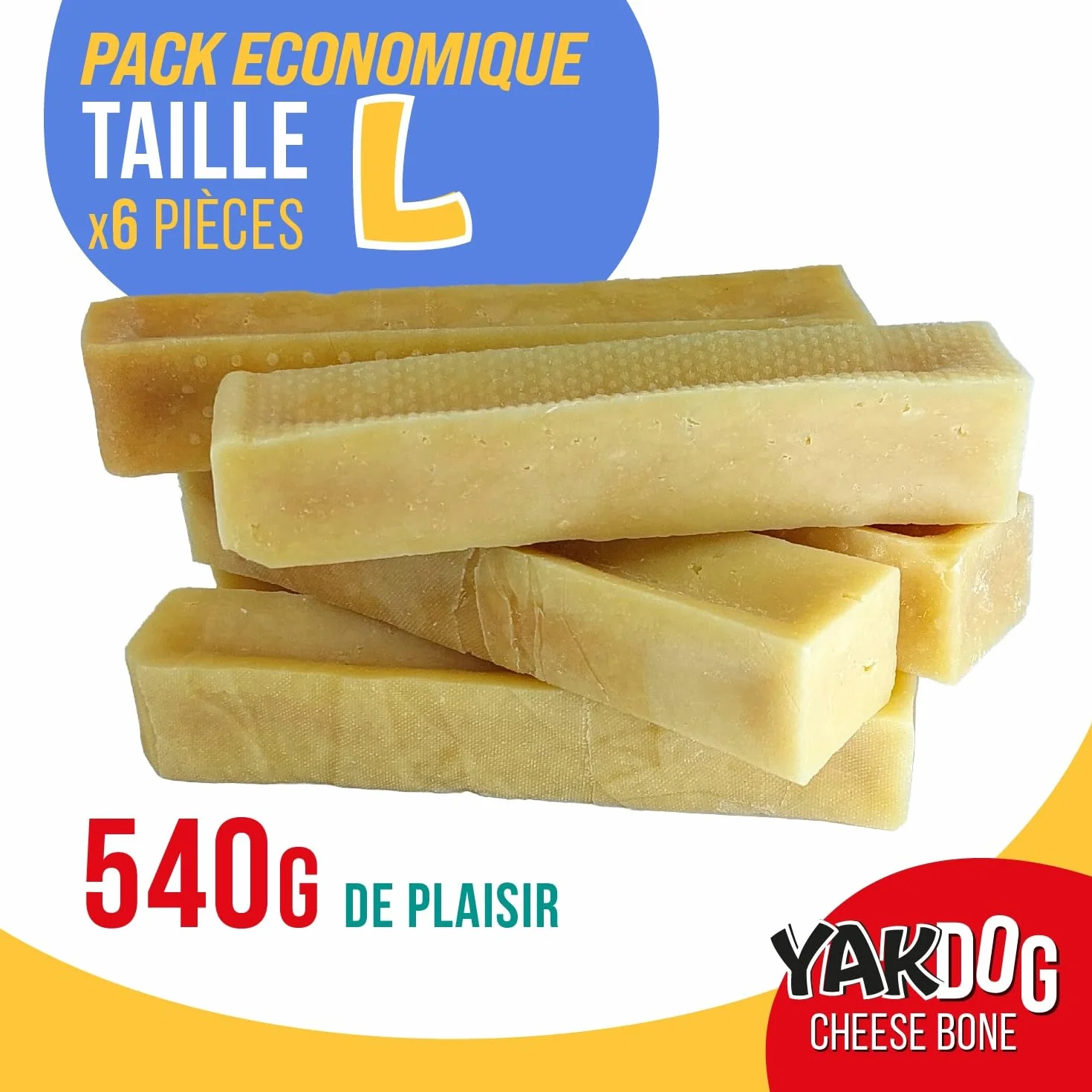 Bâtonnets Fromage pour Chien Friandises à Mâcher Longue Durée 100% Naturel Himalaya Fabriqué en Belgique Taille L Lot de 6
