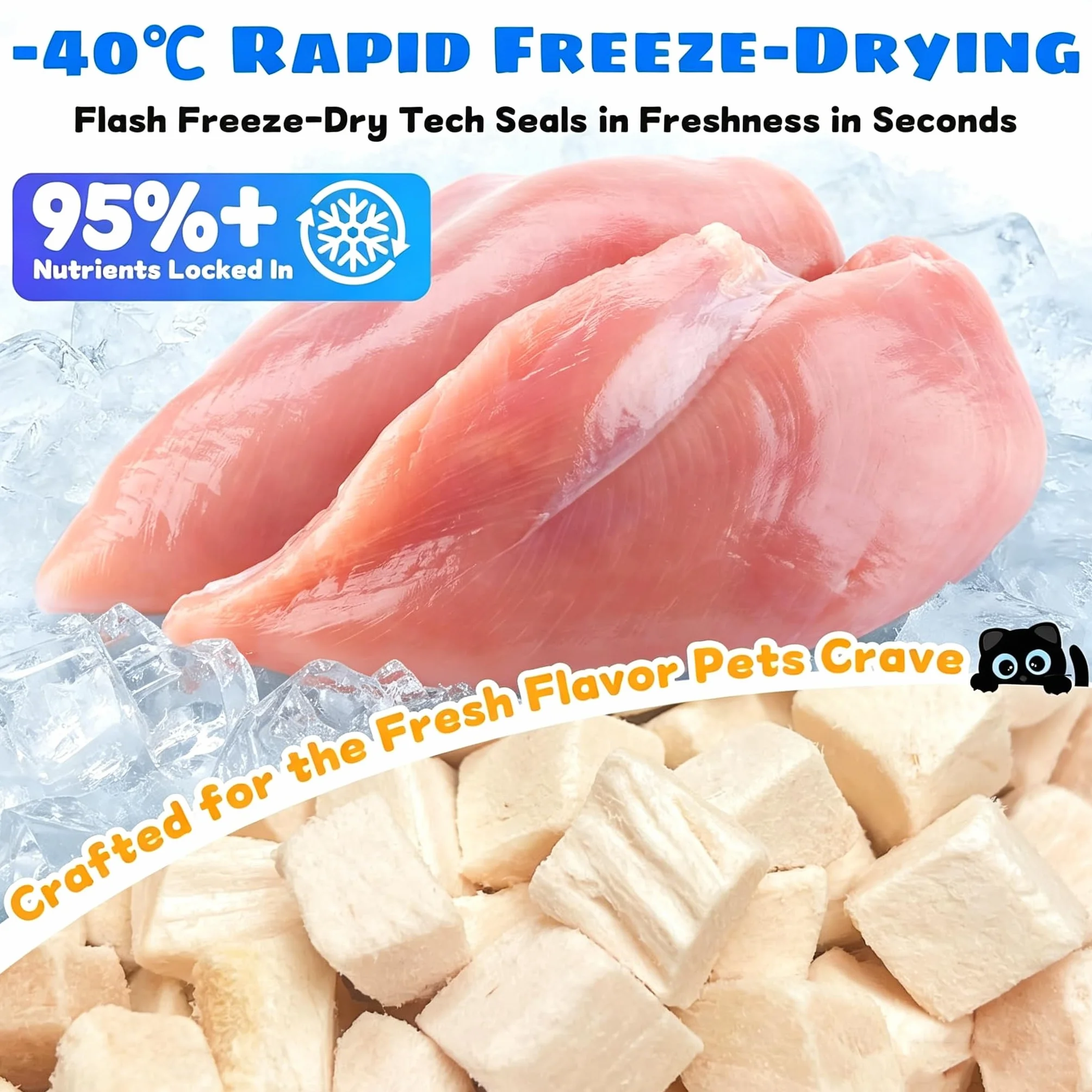 Friandises de poulet lyophilisé pour chats et chiens, riches en protéines, faibles en gras, snack FreezeDried
