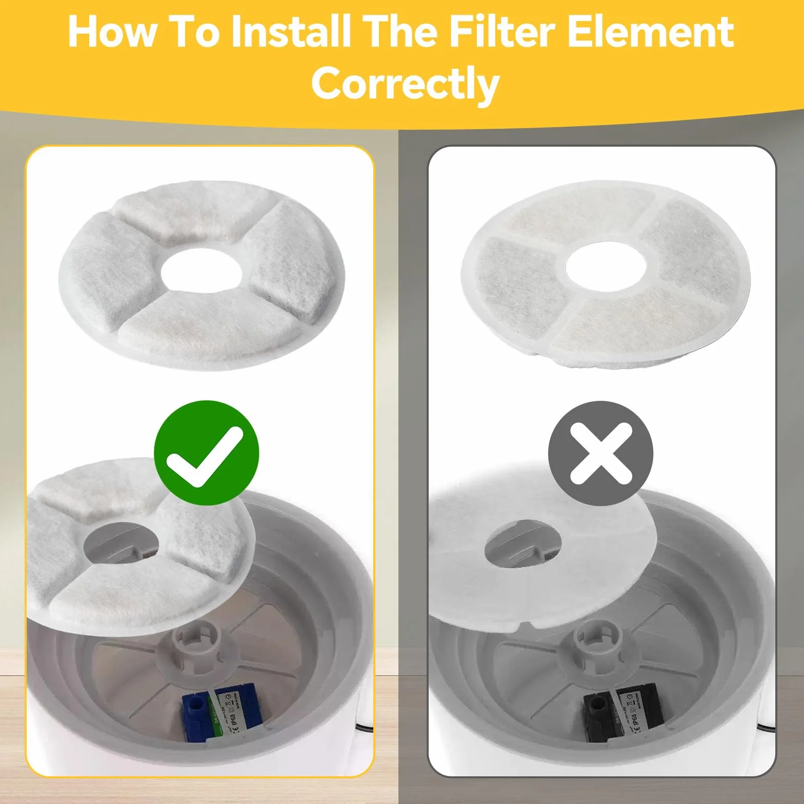 KOMABLEN Lot de 12 Filtre Fontaine Eau Chat avec Résine et Charbon Actif, Quadruple Filtration Remplacement