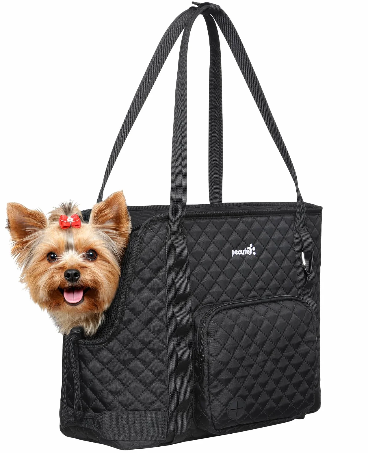 Pecute Sac Transport Chien Portable avec Tapis Amovible pour Voyages et Plein Air Noir