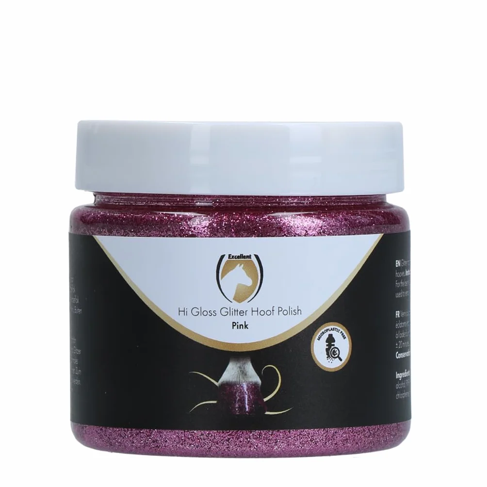 Holland Animal Care Hi Gloss Glitter Hoof Polish 150 ml Rose - Paillettes pour sabots et pelages - Soin des sabots Hydratant