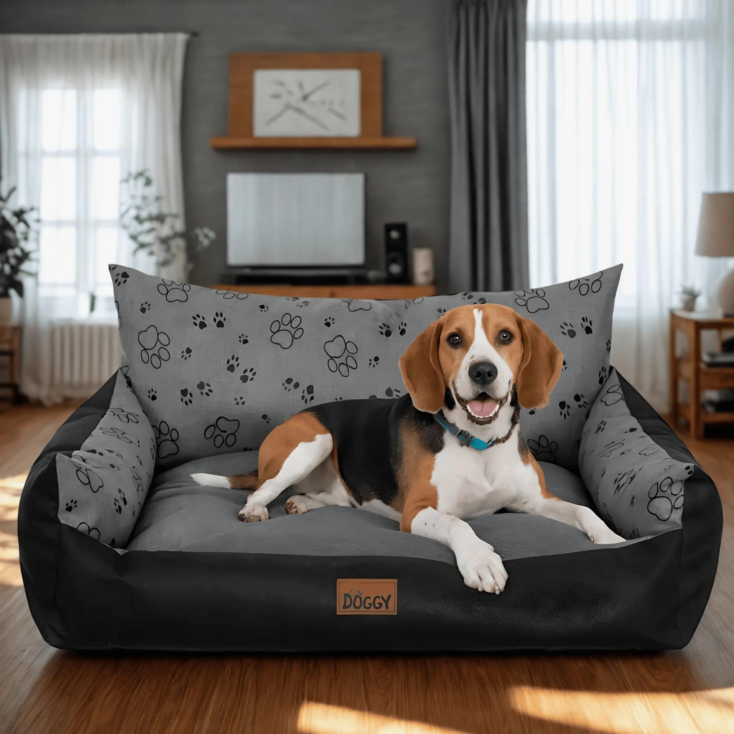 Lit Chiens Grande Taille Imperméable - Couverture Canapé, Lit Chiens Taille Moyenne - Joker - Coussin Chien Oeko-Tex Dog Bed 82x63 cm Graphite 3D XL