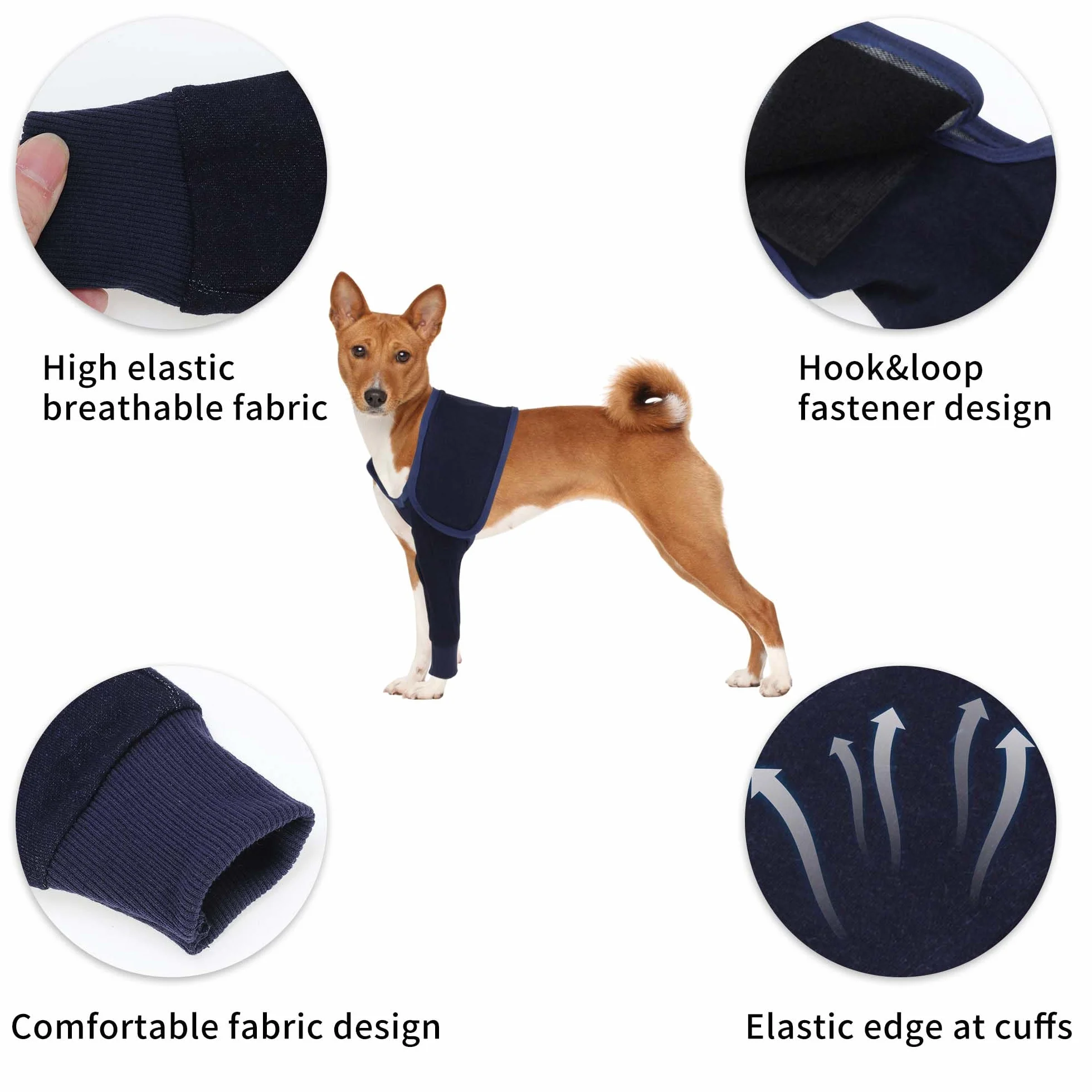 Manchon pour Patte Avant Gauche Chien, Protège-Patte Avant Récupération, Bandage Protecteur, L, Bleu