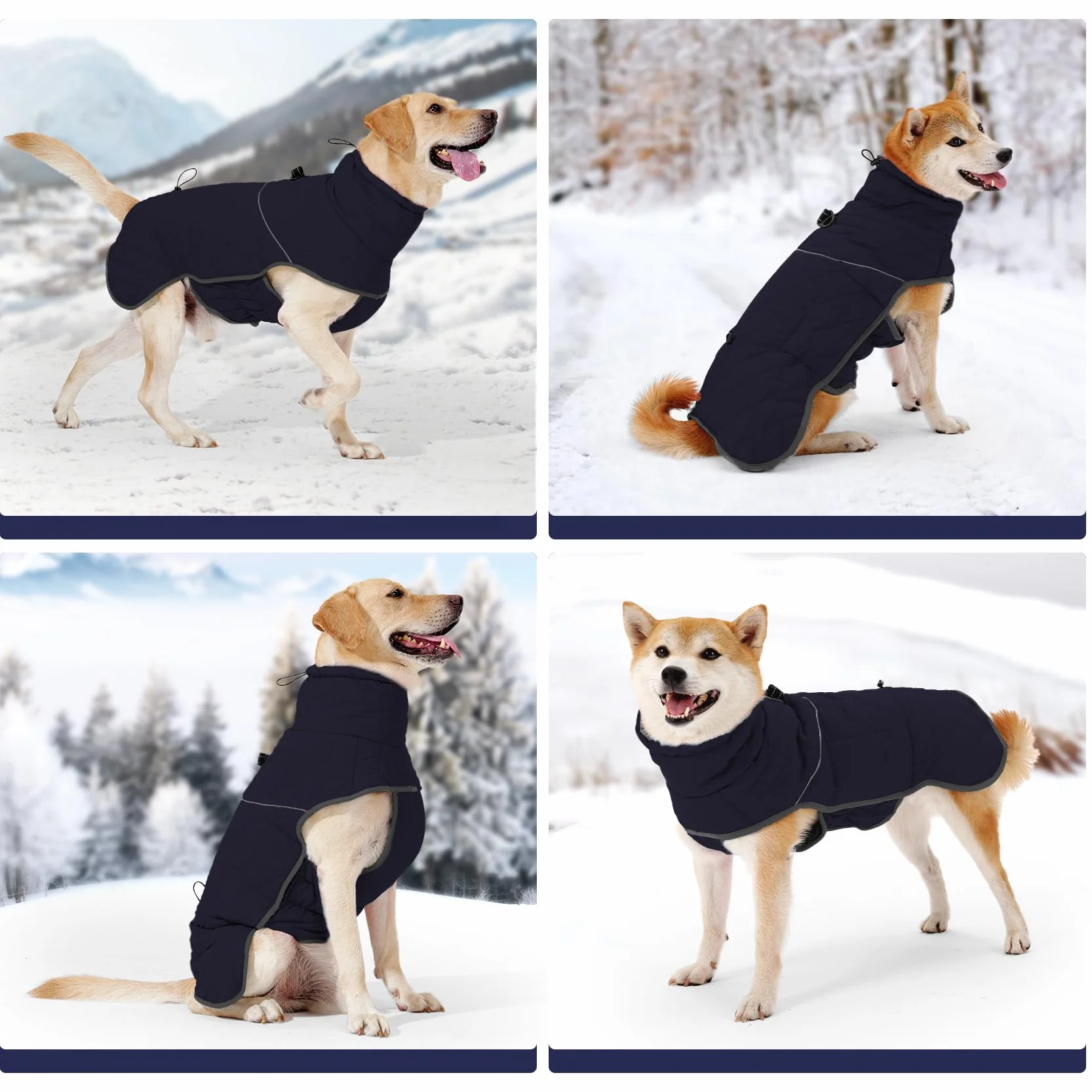 HEYWEAN Manteau Chien Imperméable Chaud Doublée Polaire Réfléchissante D-Ring Hiver