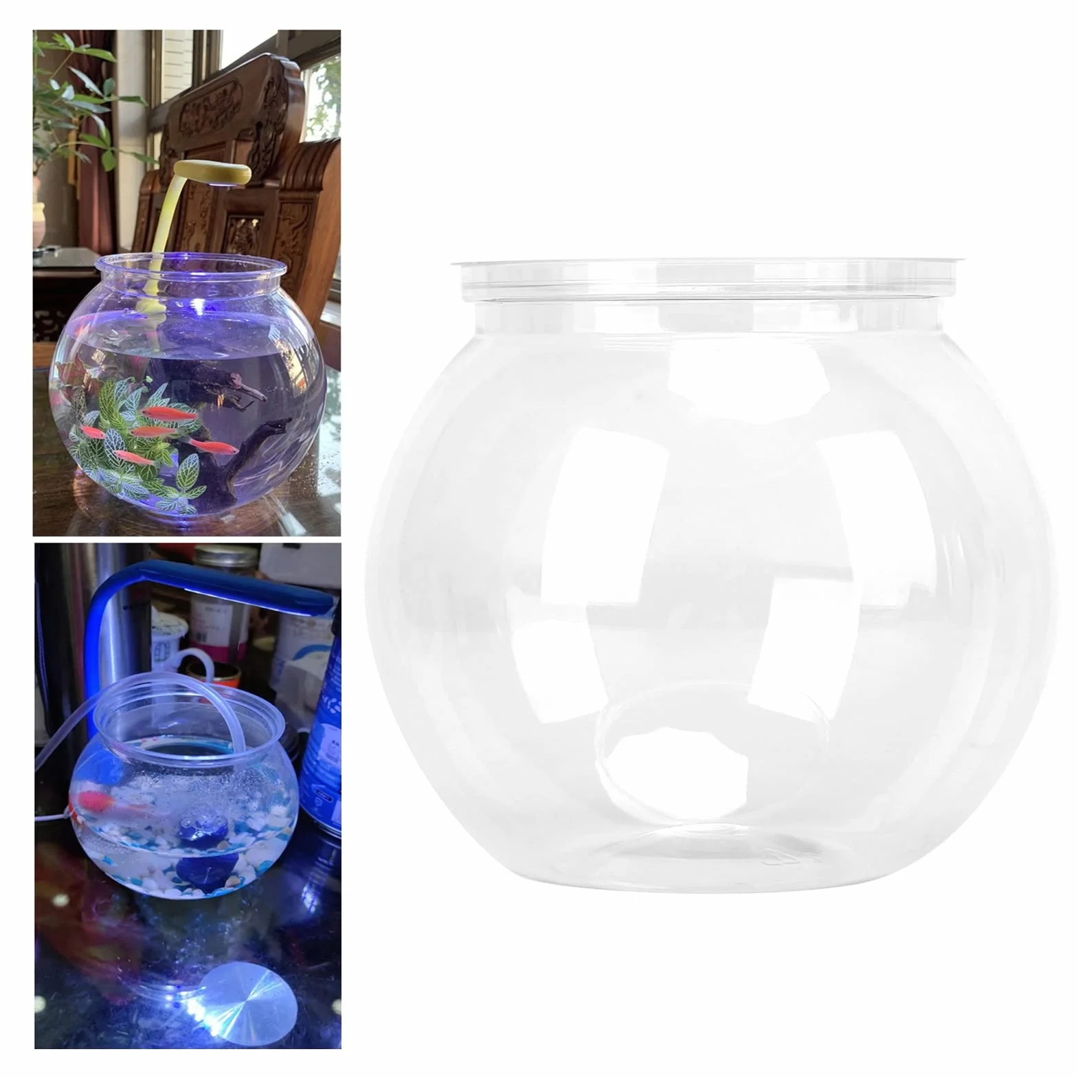Plastique Poisson Bol Tambour Aquarium Rond Transparent Betta Poisson Rouge Mini Décoration