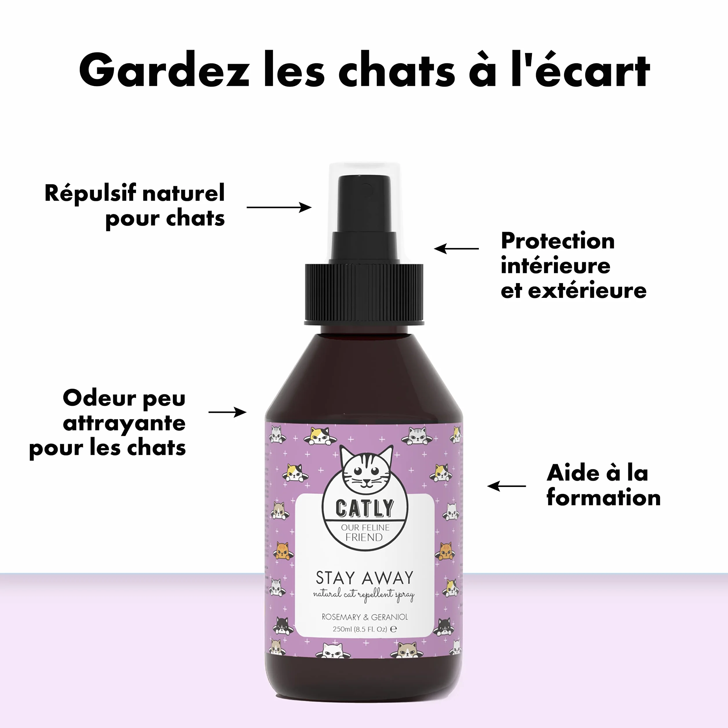 Catly Spray Anti Griffure Chat 250ml Éloigne Chats Chatons Fragrance Naturel Goût Amer Anti Chat Maison Marquage Urinaire Griffure Mordillage