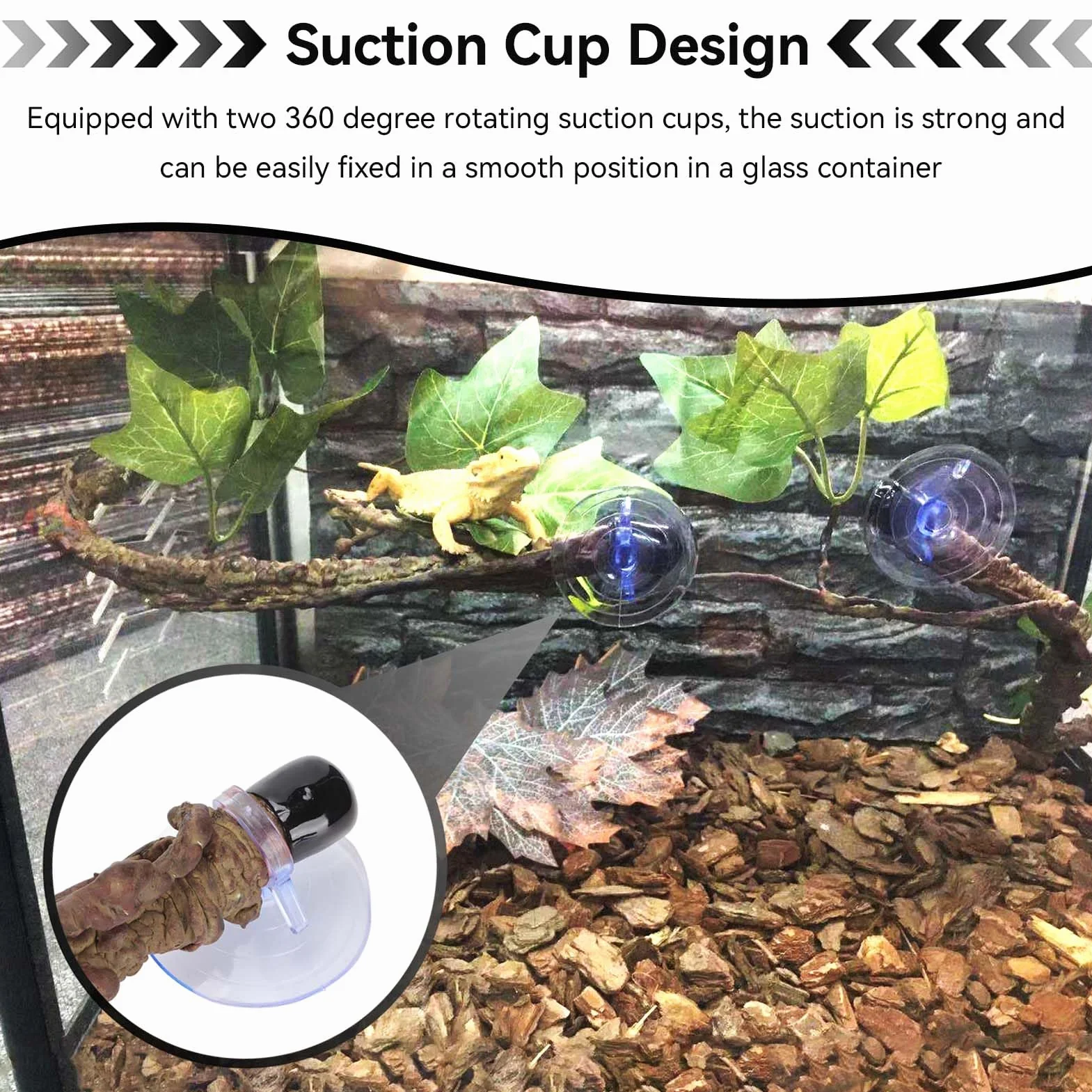 Branches d'angle Reptile Vigne Artificielle Plastique Ventouses Décoration Plante Escalade Serpent Lézard Amphibien