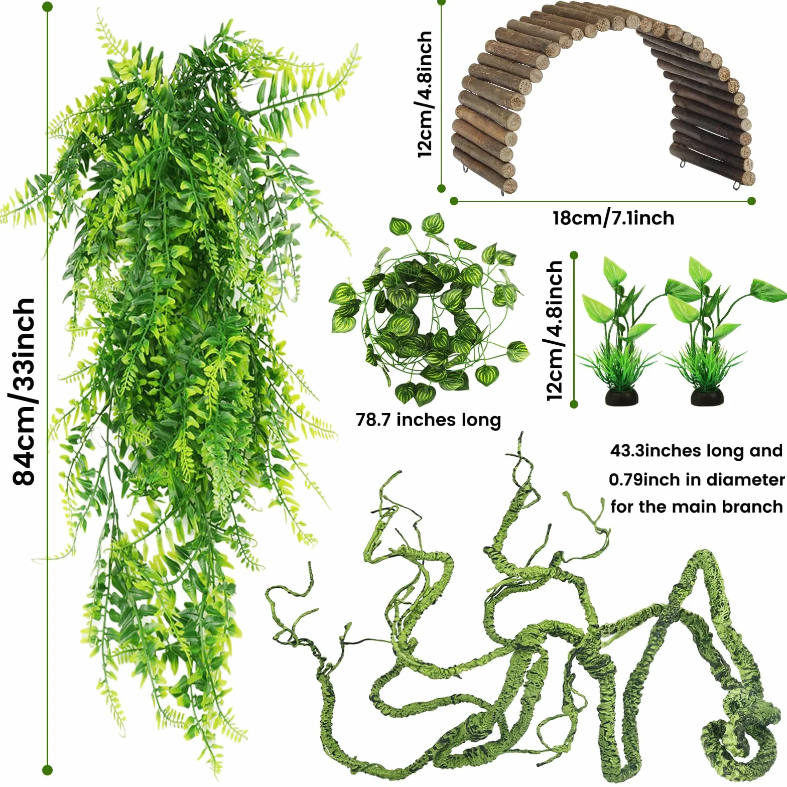 QUOZUO Accessoires pour aquarium de dragon barbu, terrarium à suspendre, feuilles artificielles pour reptiles