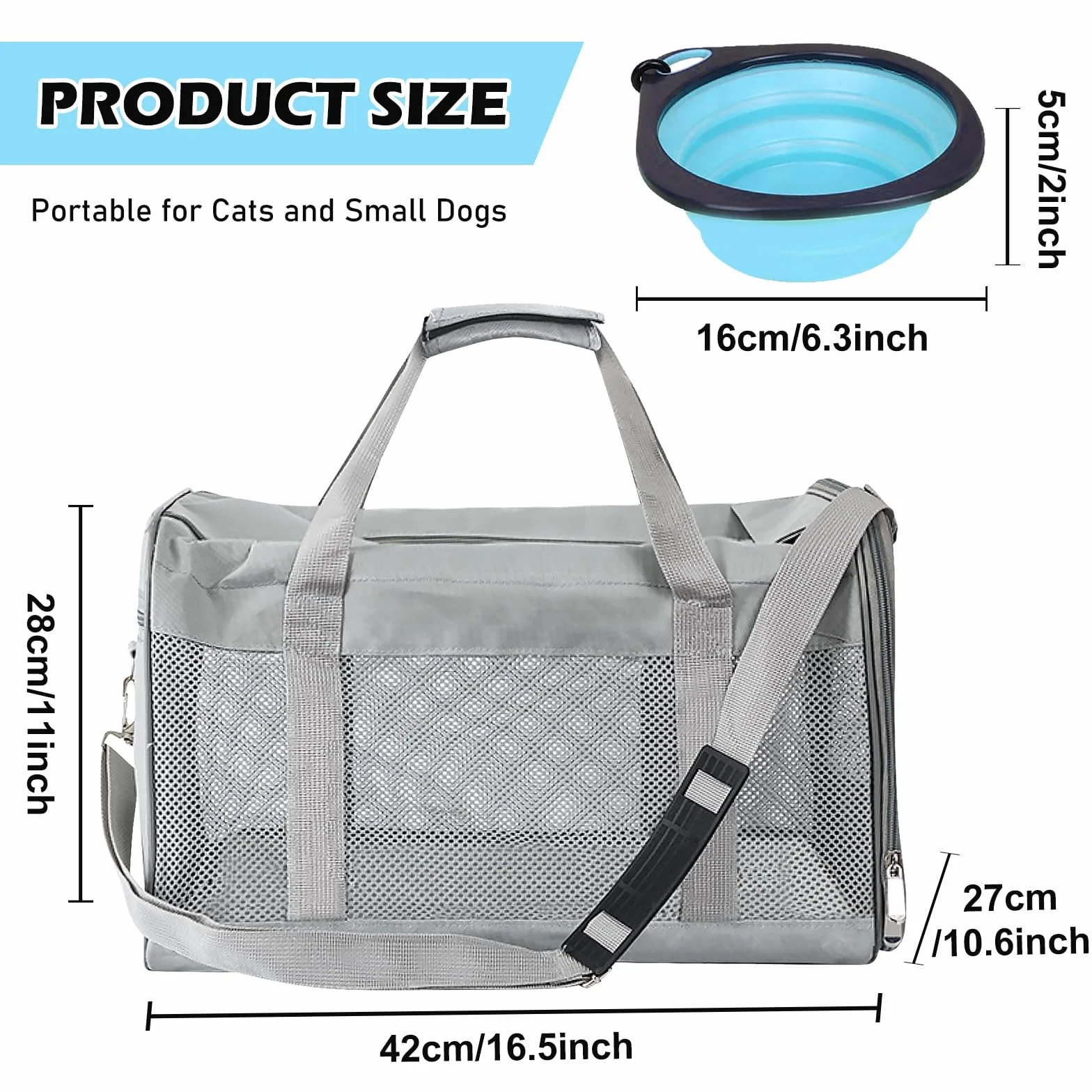 Vegena Sac Transport Chat Chien Caisse Pliable 42 x 27 x 28 cm