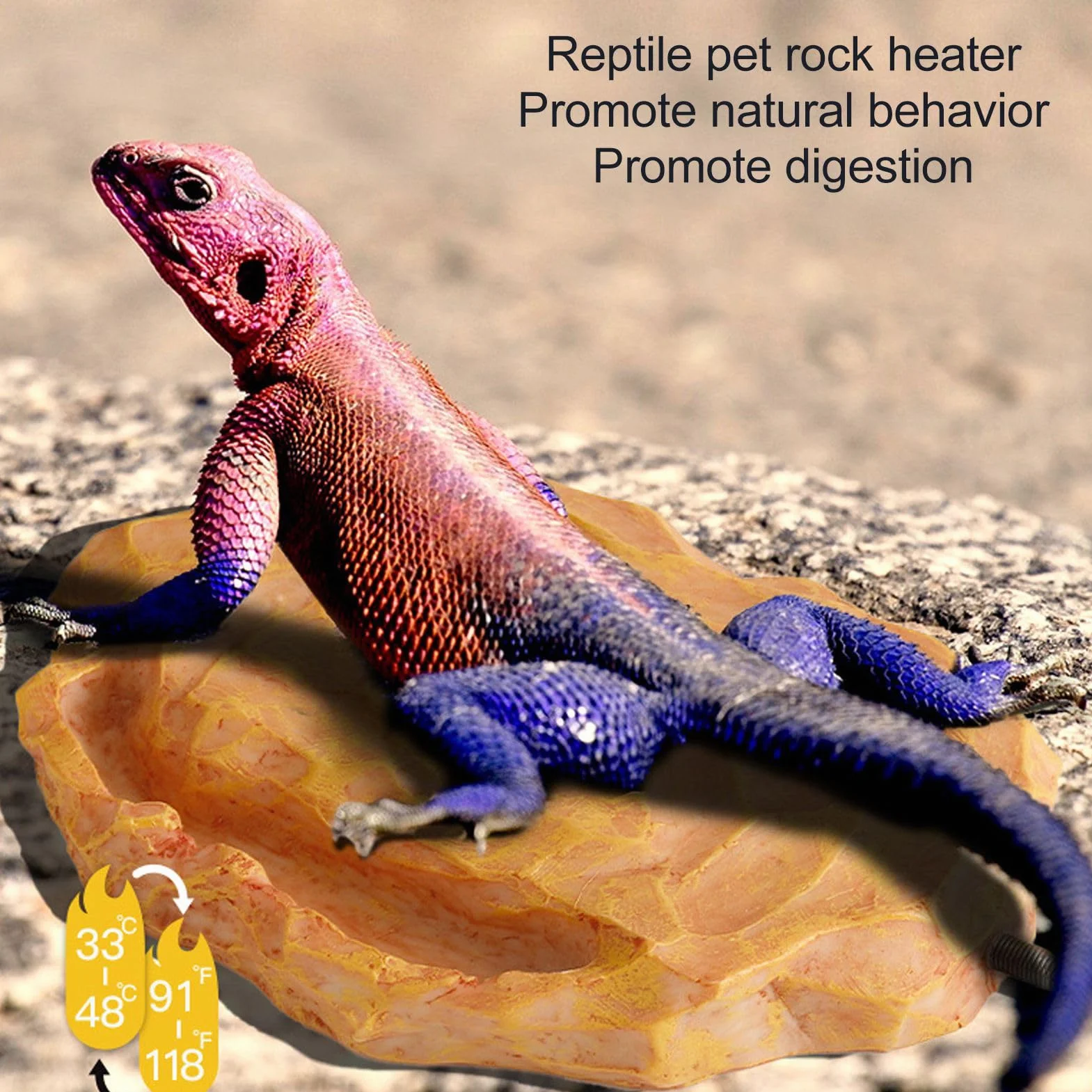 TOPINCN Chauffage pour Reptiles, Isolation de Roche, Animaux de Compagnie, Chauffage de Température pour Tortue, Tension, Pièces de Rechange pour Chauffage de Patio (Prise UE)