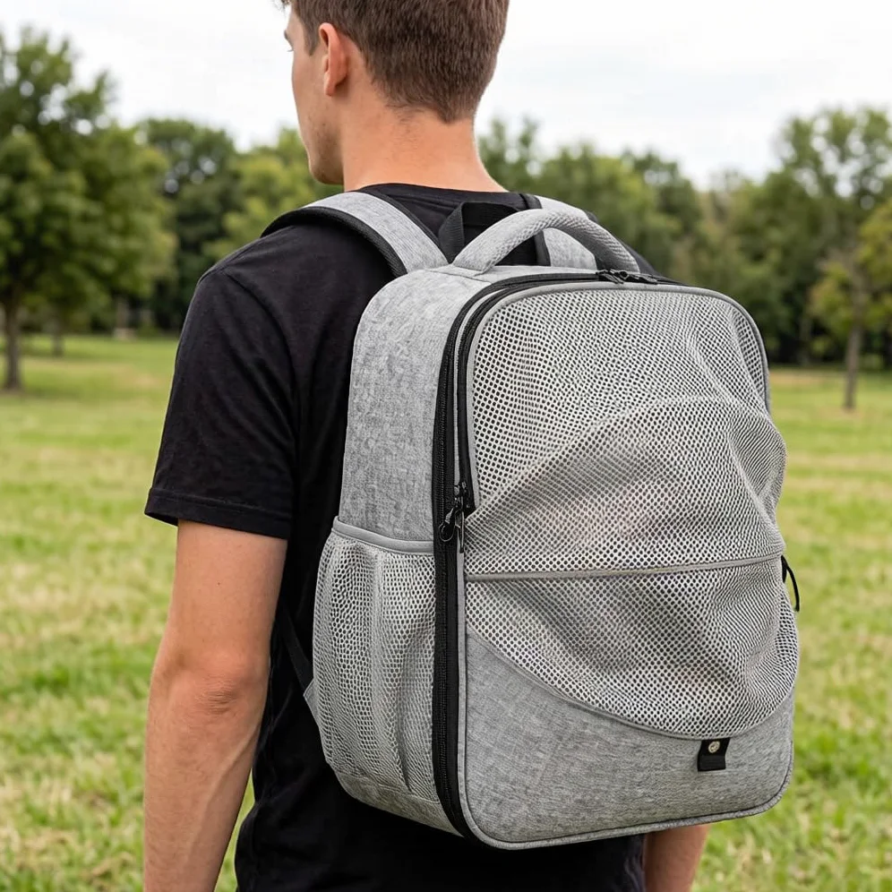 Sac à Dos Extensible pour cha,Sac a Dos Chat Respirant, avec Matelas en Peluche Amovible,pour Animaux de Compagnie jusqu'à 15 kg,Portable Sac Chat Transport pour Voyage, Achats,Gris