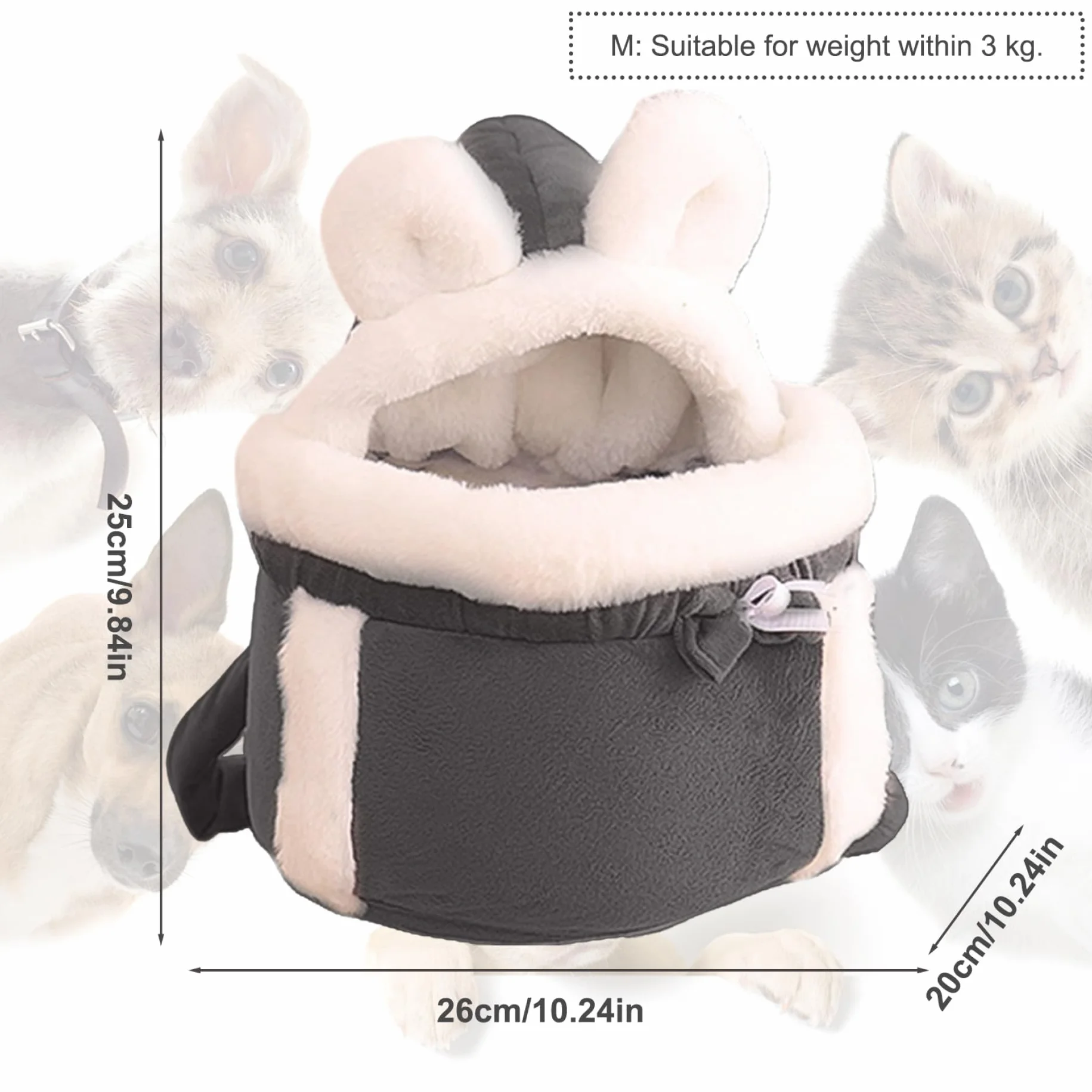 Sac à Dos pour Chat Transport Hiver Chaud Soft Double Pockets Front Carrier