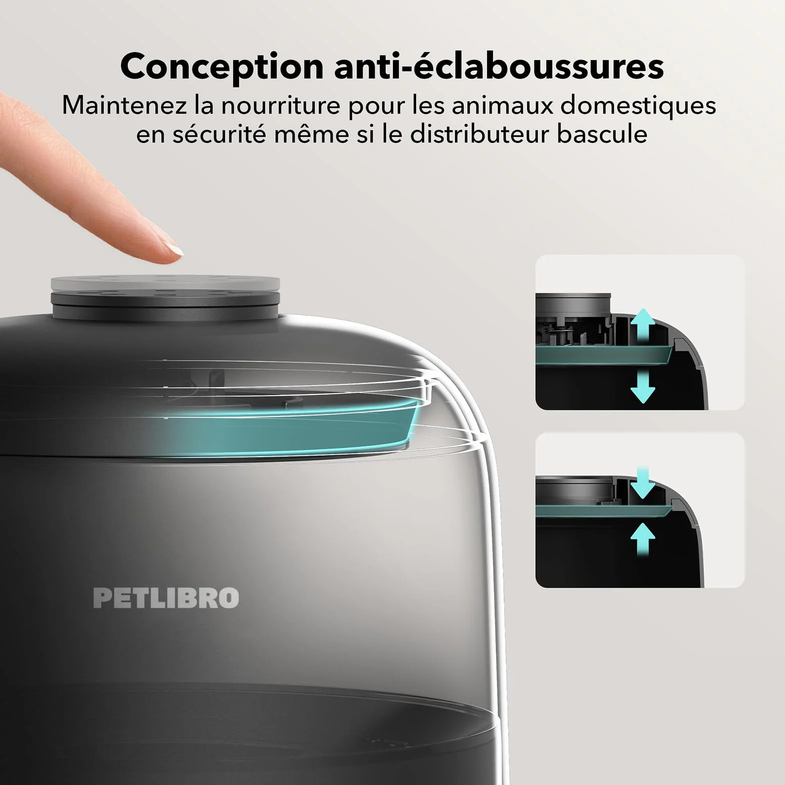 PETLIBRO Distributeur Croquettes Chat Automatique WiFi 2,4G Batterie Rechargeable 30 Jours 10 Repas 2L Noir