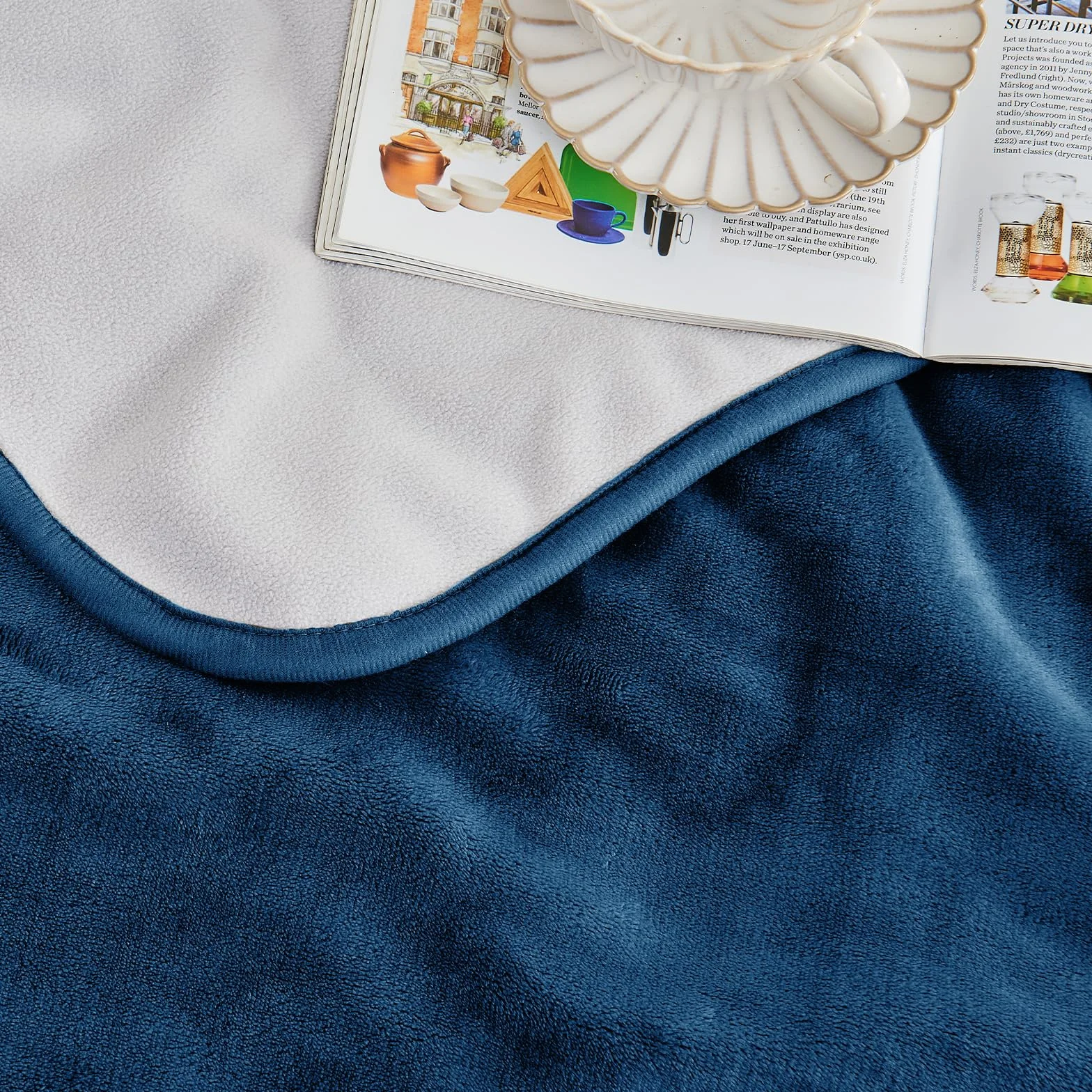 Couverture Imperméable 101x152cm pour Adultes, Protège-Matelas Réversible pour Animaux, Bleu Marine/Gris Clair
