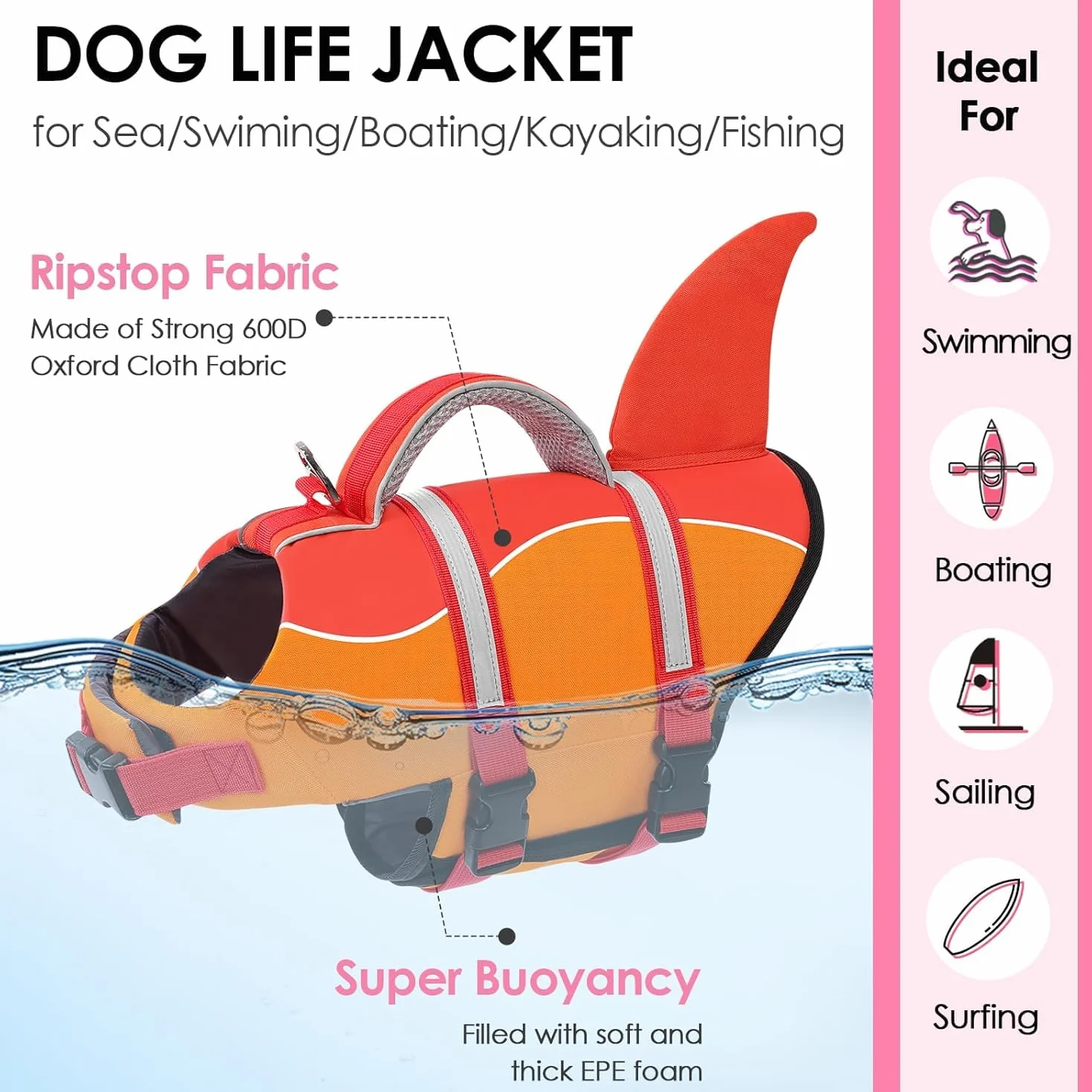 AOFITEE Gilet de Sauvetage Chien Réglable Natation Haute Flottabilité Poignée Réfléchissant Petite Moyenne Grande Taille