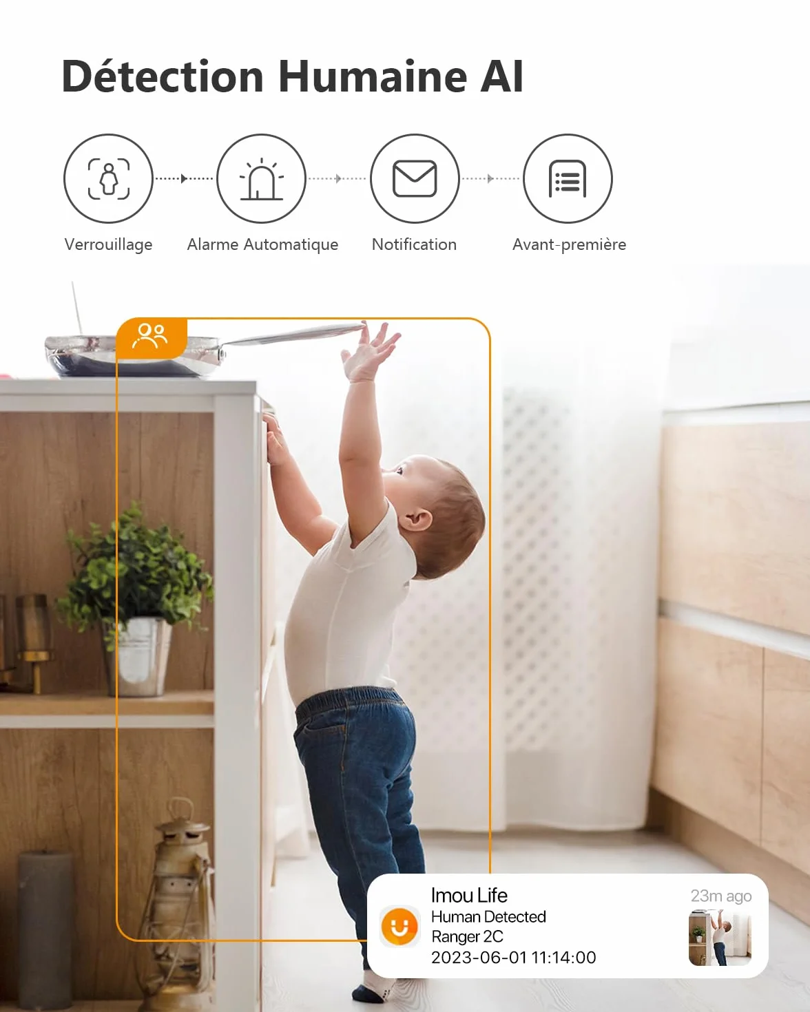 Imou 2K 3MP Caméra Surveillance WiFi Intérieure 360° Connectée Smartphone Détection Humaine AI Suivi Intelligent Sirène Audio Bidirectionnel Compatible Alexa