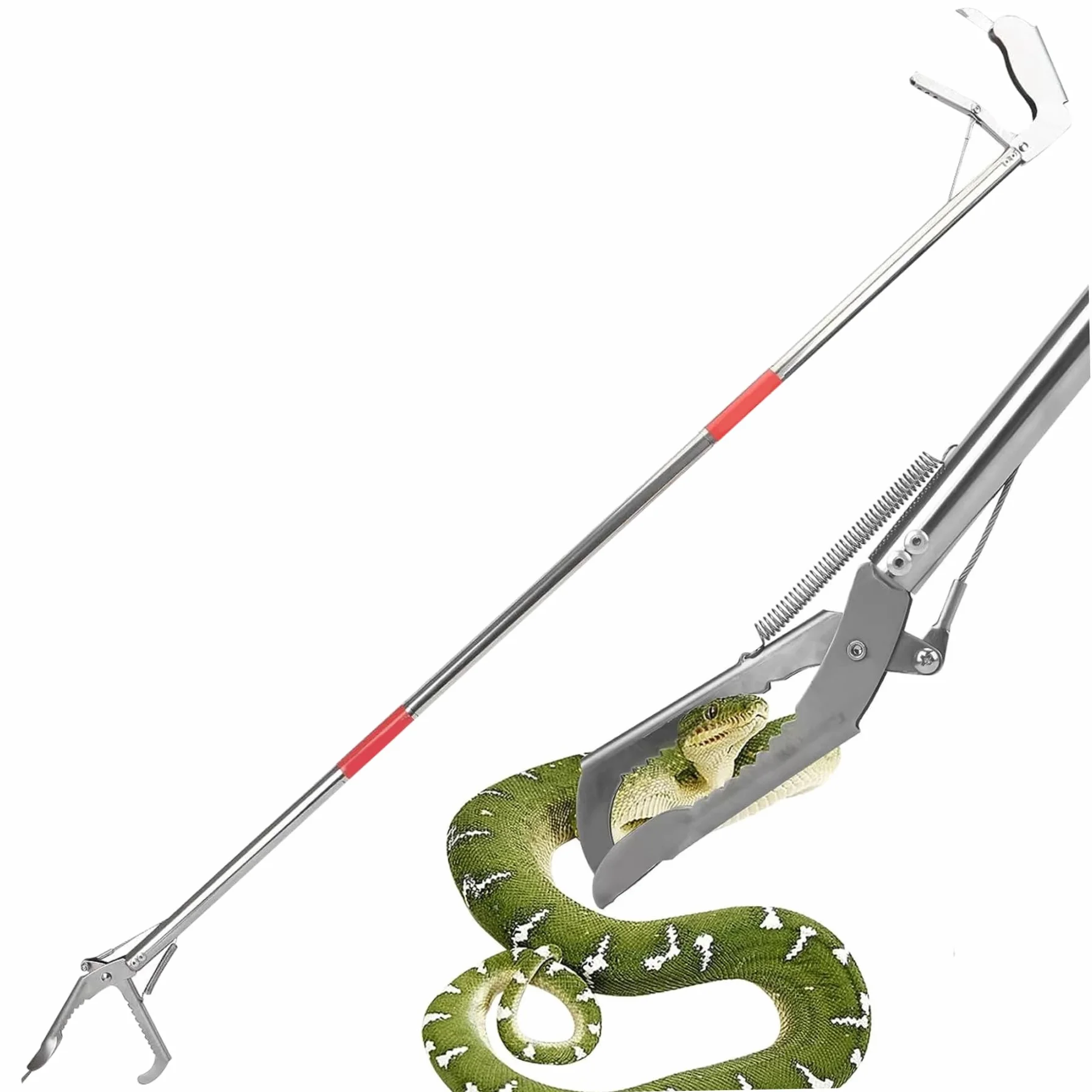 Snake Grabber Tool 50 3 Sections Acier Inoxydable Portable pour Anguille Poisson Reptile