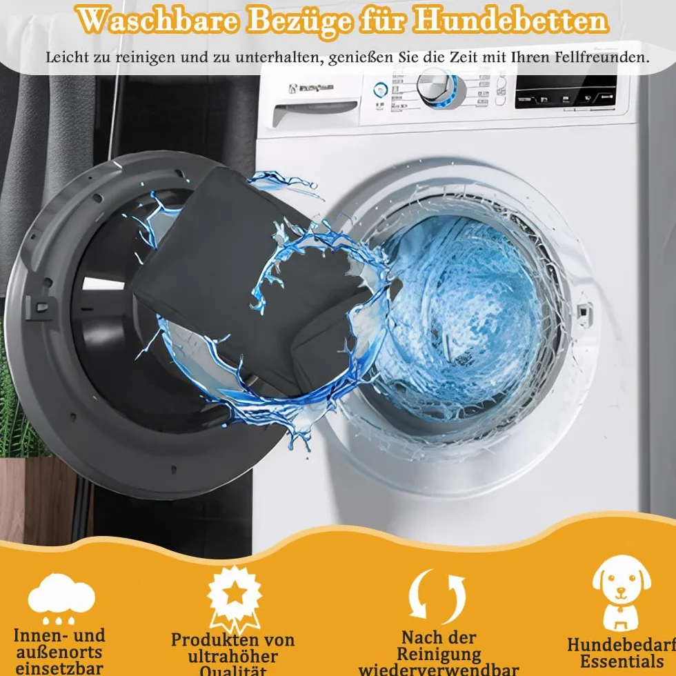 Housse de lit pour chien imperméable lavable amovible avec fermeture éclair noir L