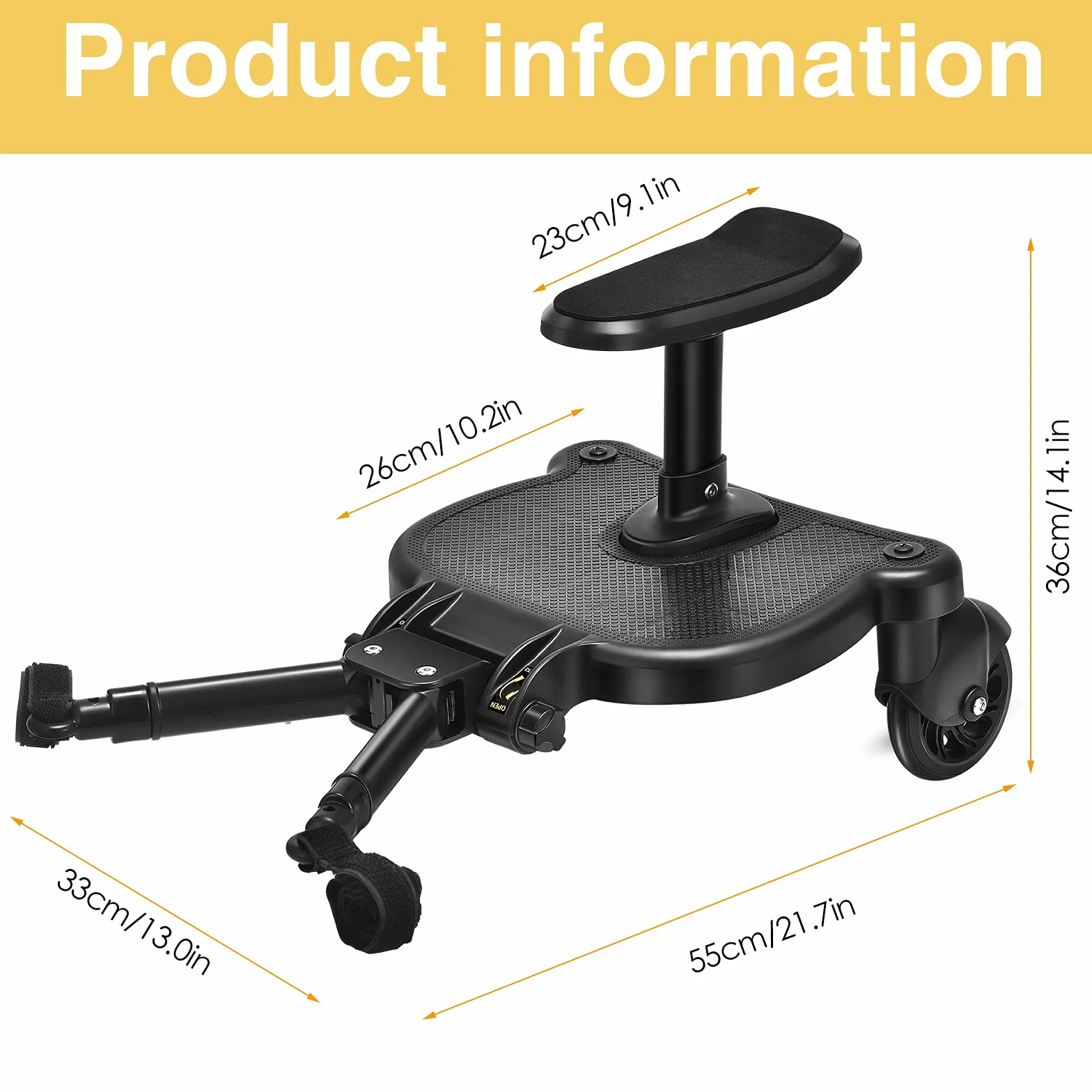 Vihir Planche À Roulettes Pour Bébé À Suspension Intégrale, Adaptée À Poussettes, Charge Max 25 kg