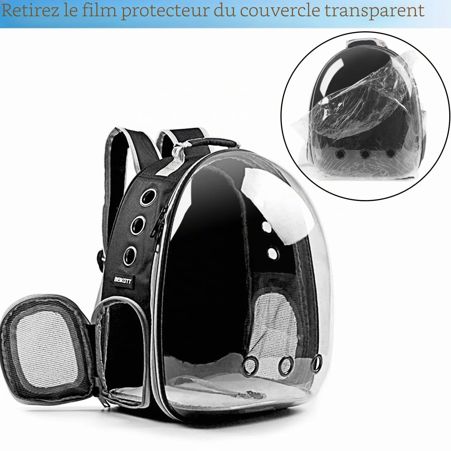 Sac à Dos de Transport pour Chat Chien approuvé par Les compagnies aériennes Capsule Transparente ventilé Voyage