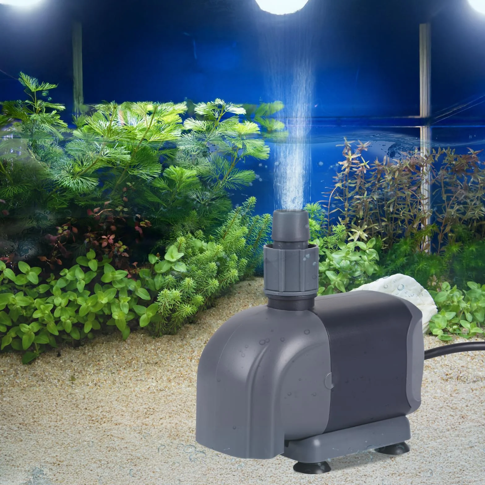 Pompe à Eau Submersible pour Aquarium 25W 1500 L/H 2M Mini Réglable avec 3 Buses 3-en-1 Silencieuse