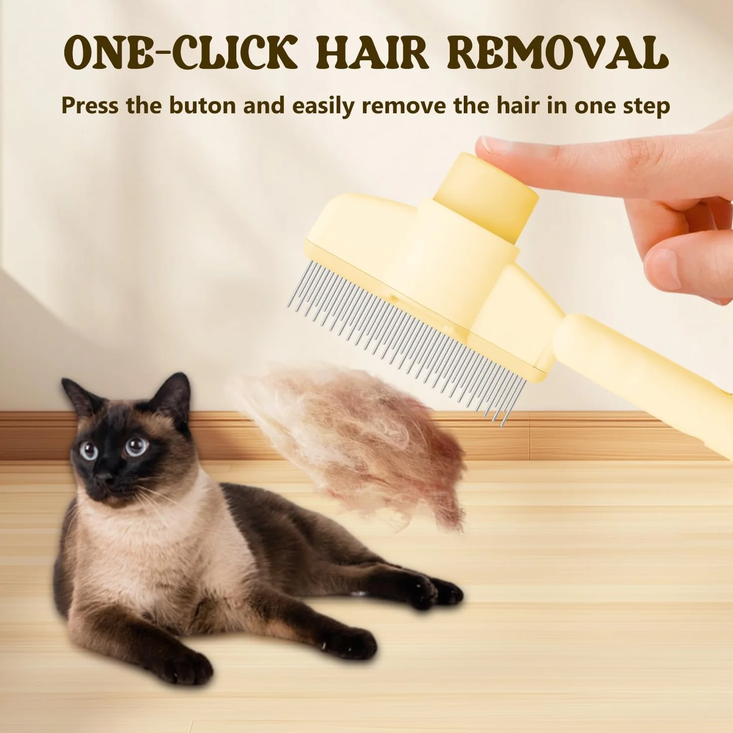 Brosse Chat Poil Long Peigne Toilettage Autonettoyant avec Bouton D'Épilation pour Chat et Chien 2 Pièces