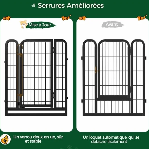Yaheetech Parc pour Chiens 8 Panneaux Enclos Métal 80 cm Hauteur