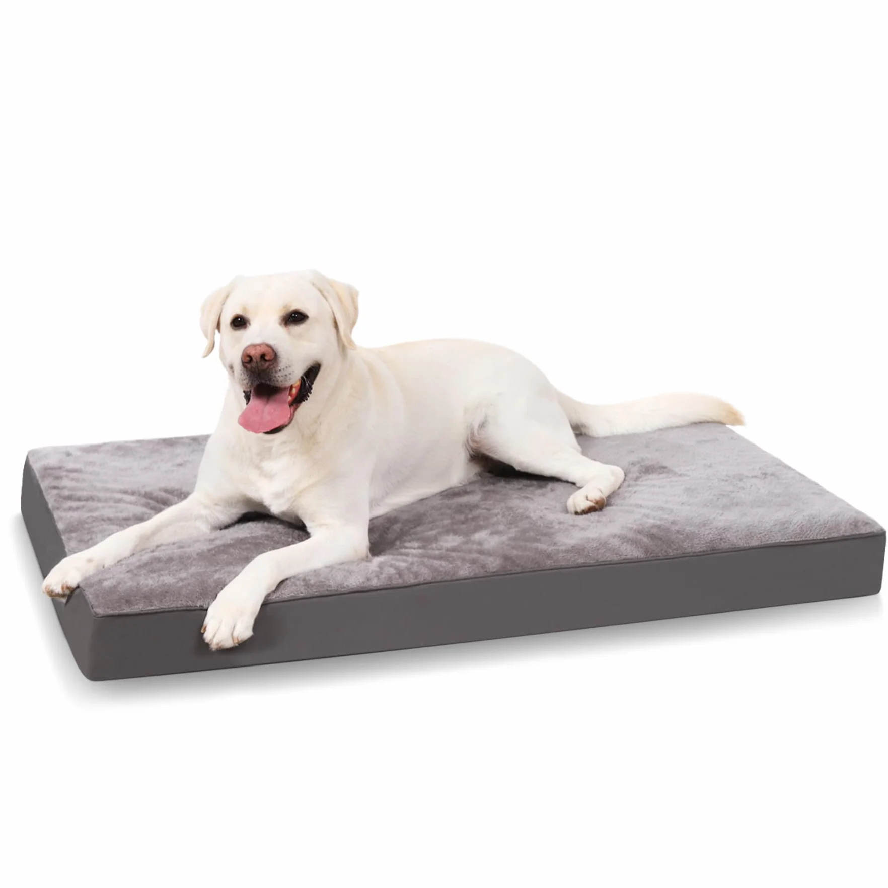 Panier Grande Taille 88x55cm Coussin Dehoussable Chien Lit Orthopédique Tapis Matelas Housse Amovible Lavable Fond Antidérapant Gris Foncé