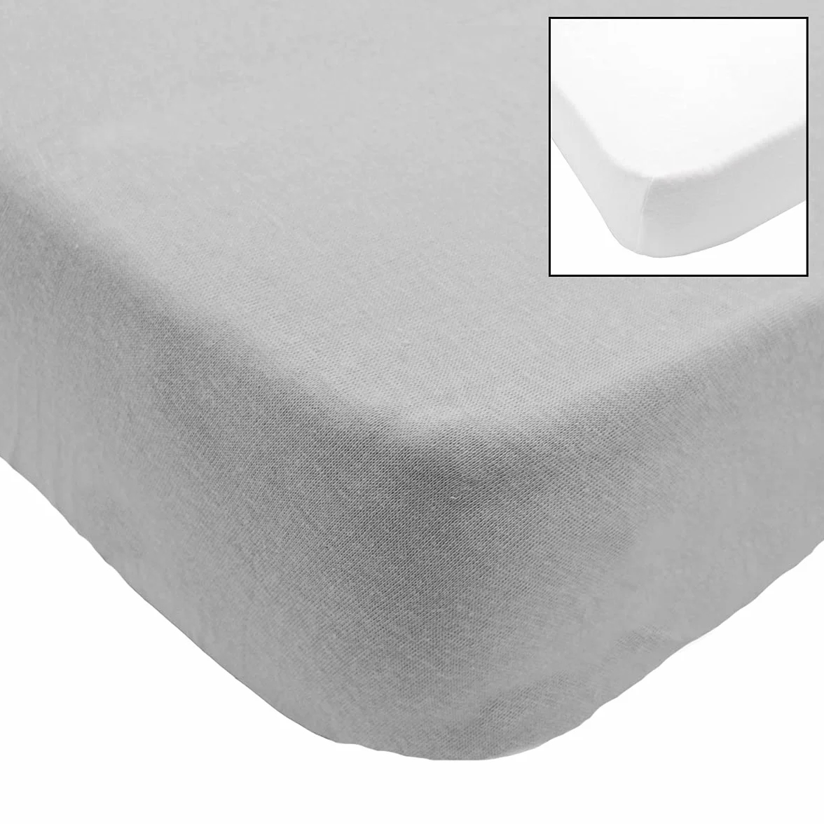 BabyCalin Lot de 2 Draps Housse Blanc/Gris 60 x 120 cm Certifié OEKO-TEX