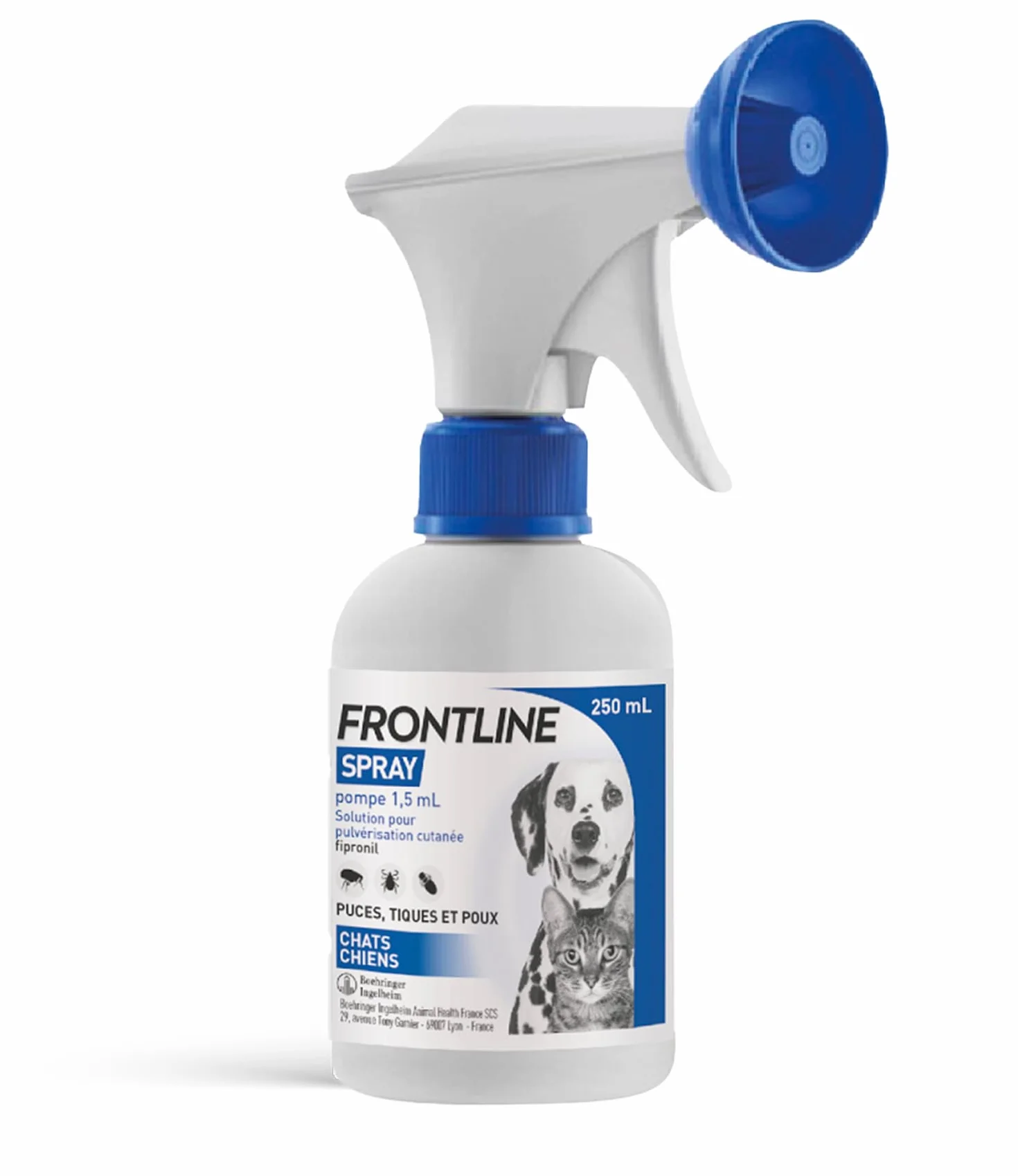 FRONTLINE Spray pompe 250 ml Antiparasitaire Chien Chat Anti-puces Anti-Tiques