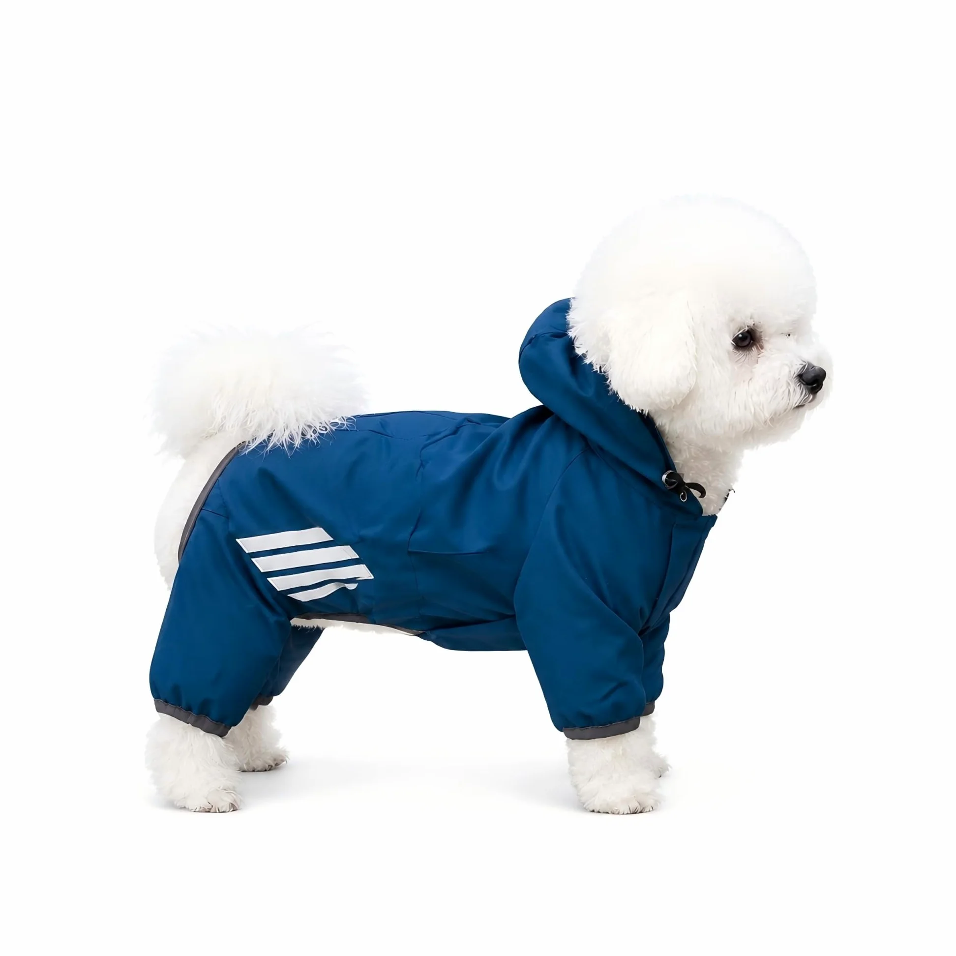 Manteau de pluie imperméable pour chiens de petite et moyenne taille avec capuche | Bandes réfléchissantes, facile à enfiler, accès à la laisse, plusieurs options de taille, tissu respirant à séchage rapide