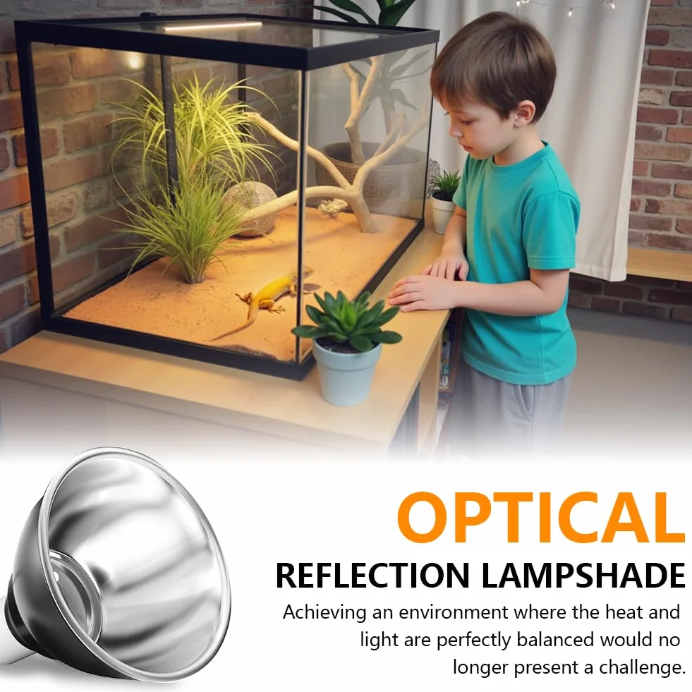 HOTUT Abat-jour chauffant pour reptile E27 avec clip, contrôle temps température, lampe dôme terrarium UVA UVB