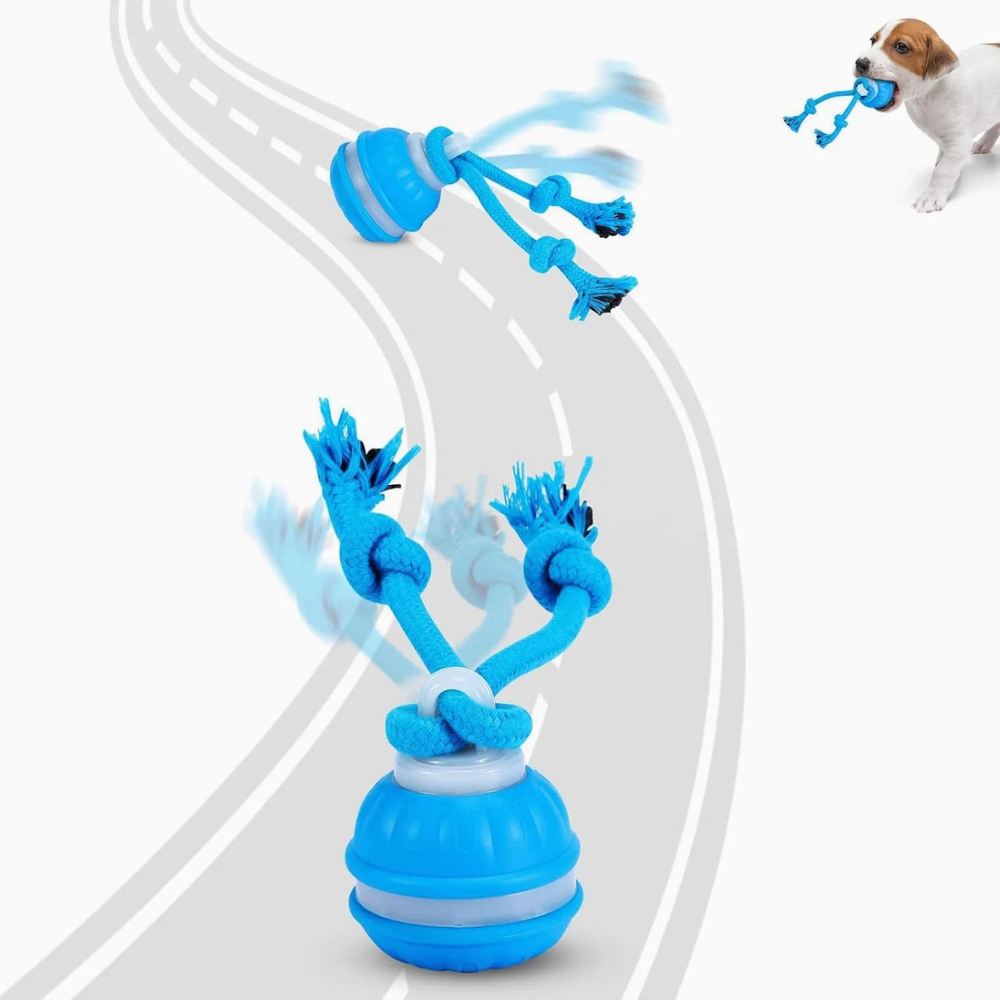 Jouet interactif intelligent pour chien avec corde Bleu